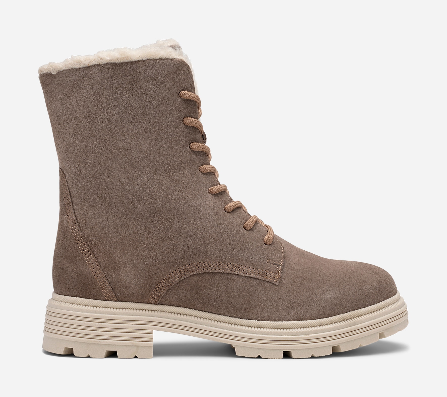 PACE, Varmforet boots med snøring Beige
