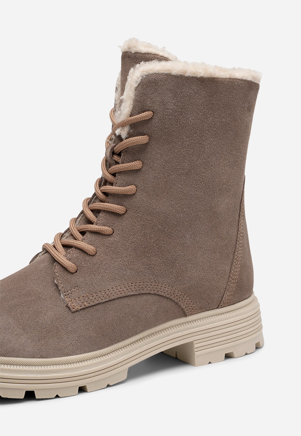 PACE, Varmforet boots med snøring Beige