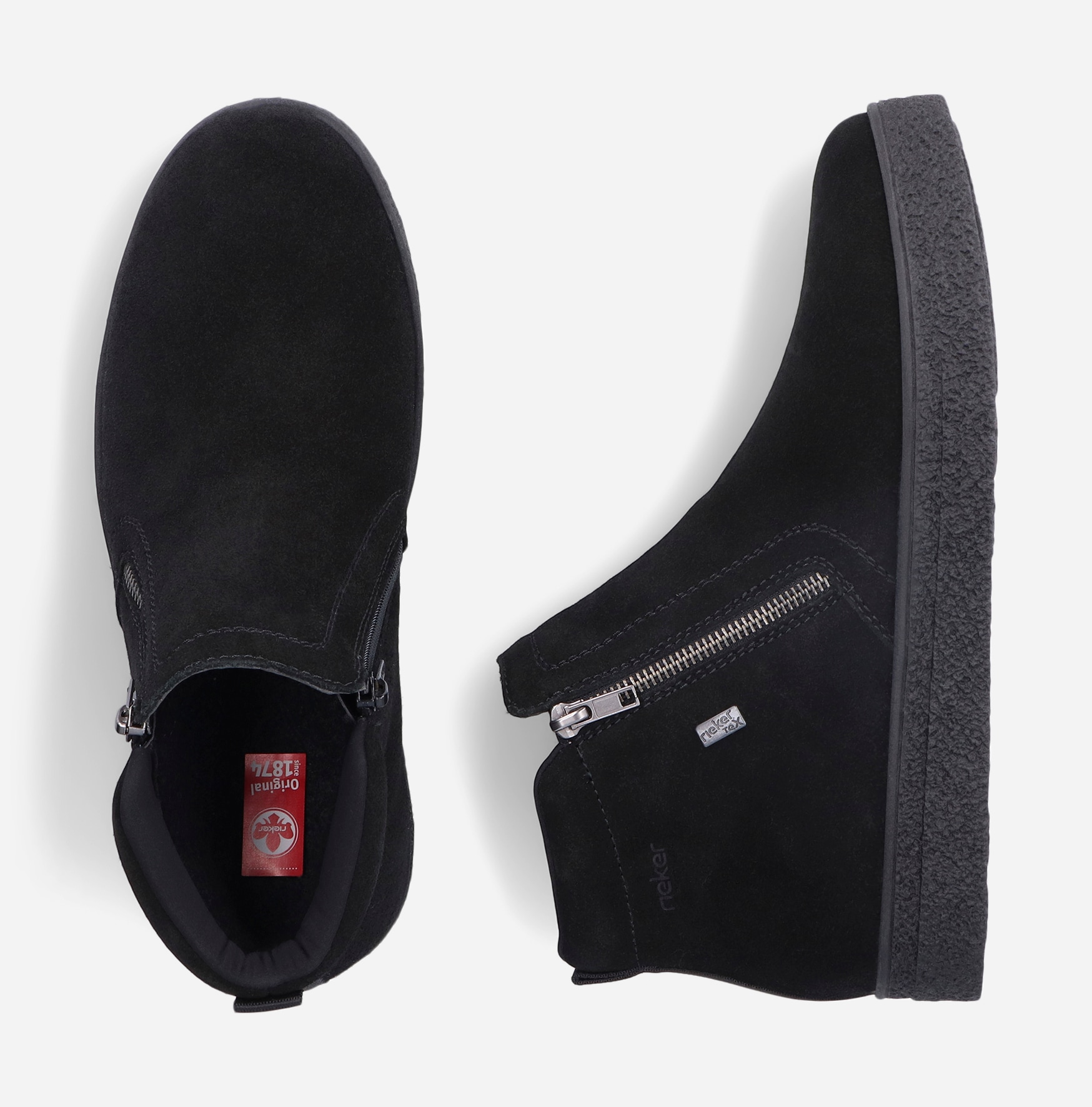 RIEKER, Varmforet boots med glidelås Sort