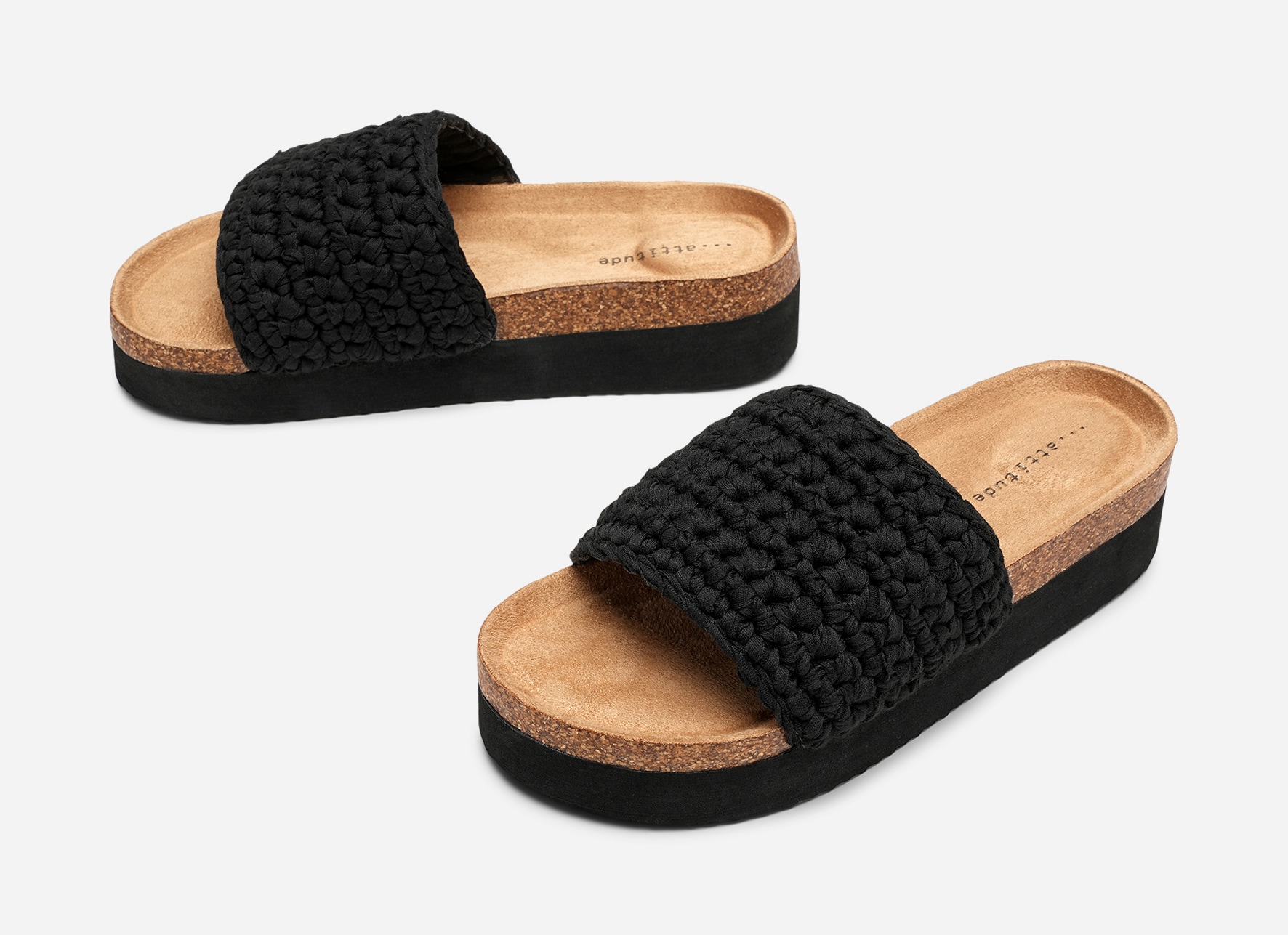 ATTITUDE, Sandal med platåsåle Sort
