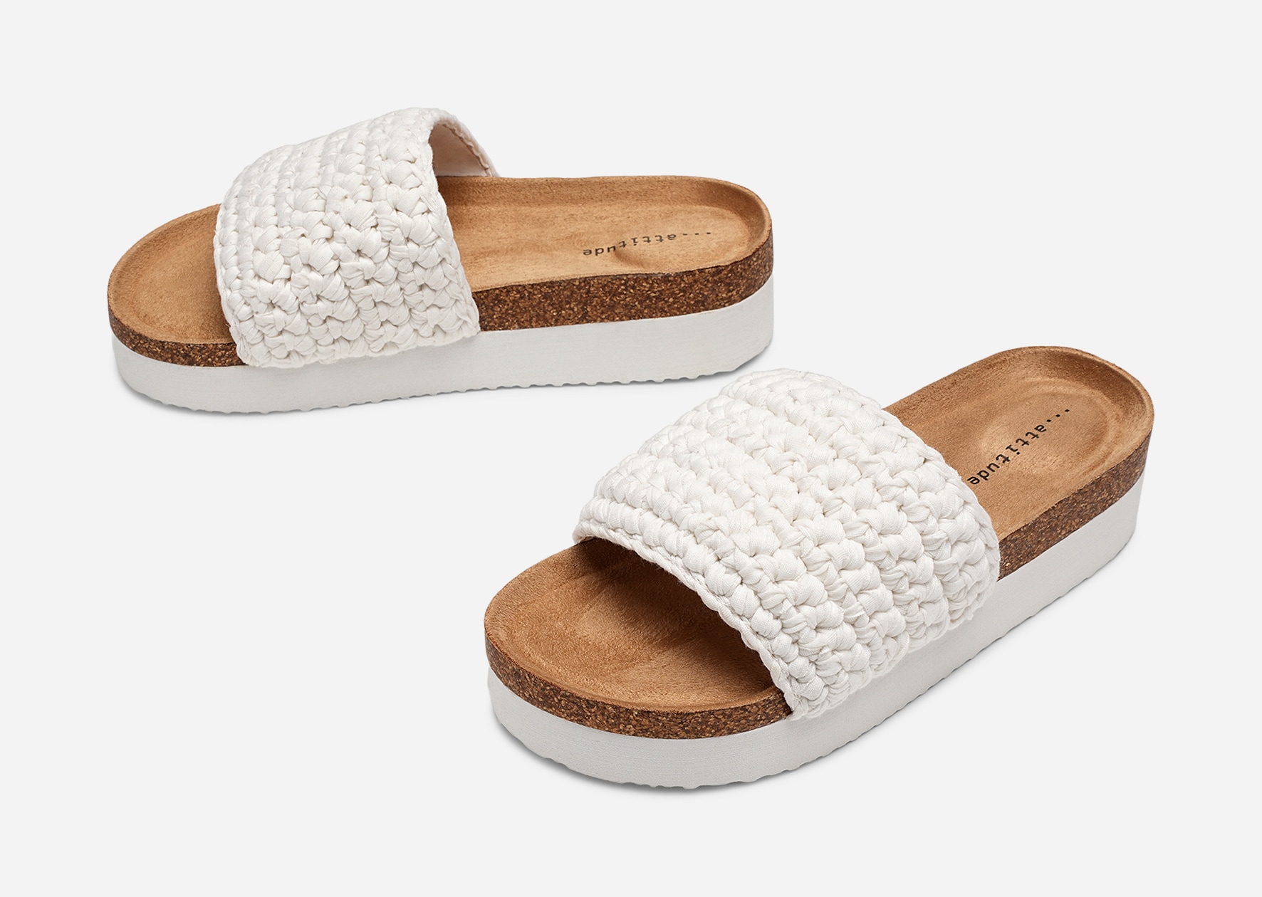 ATTITUDE, Sandal med platåsåle Hvit
