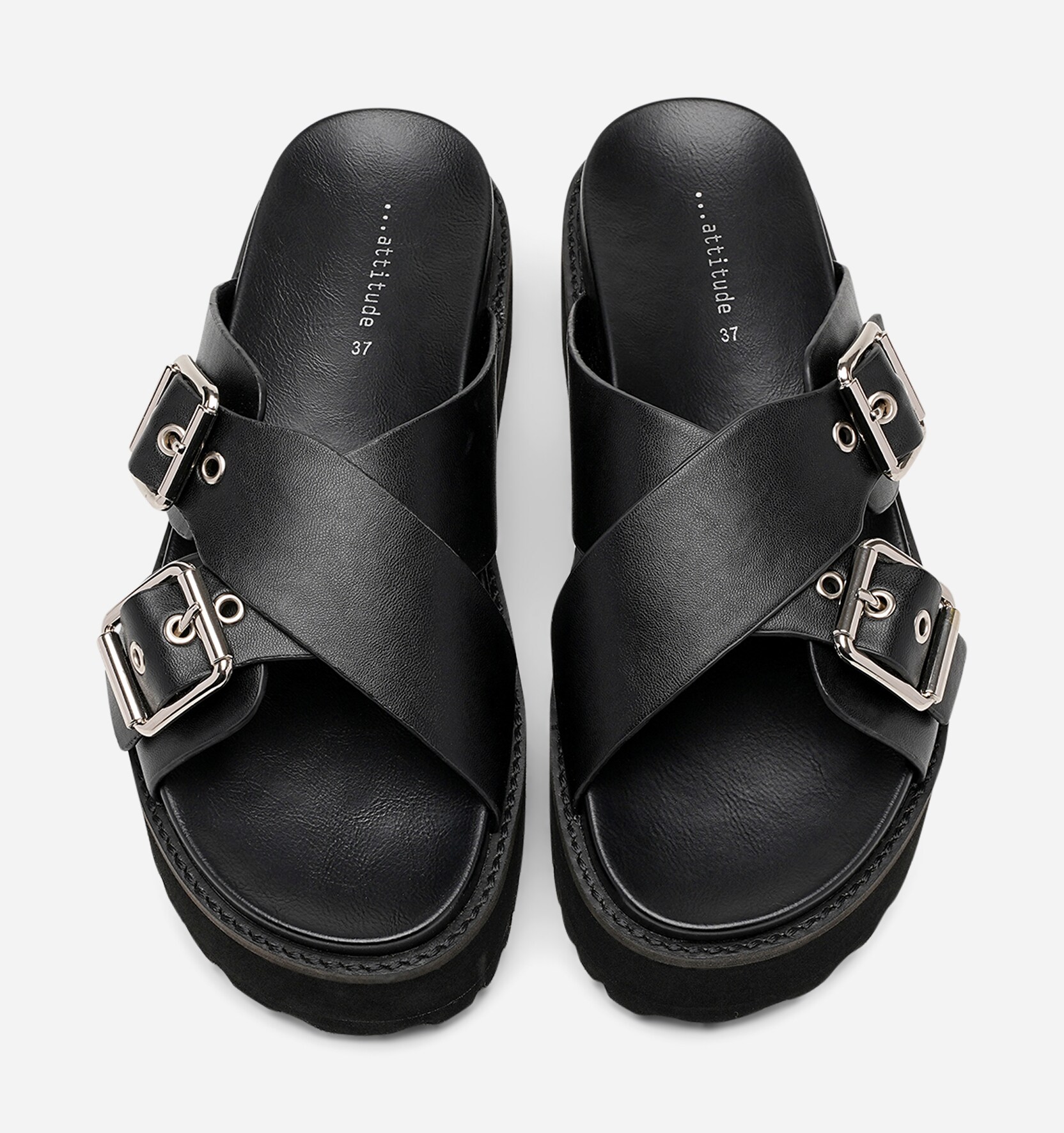 ATTITUDE, Sandal med platåsåle Sort