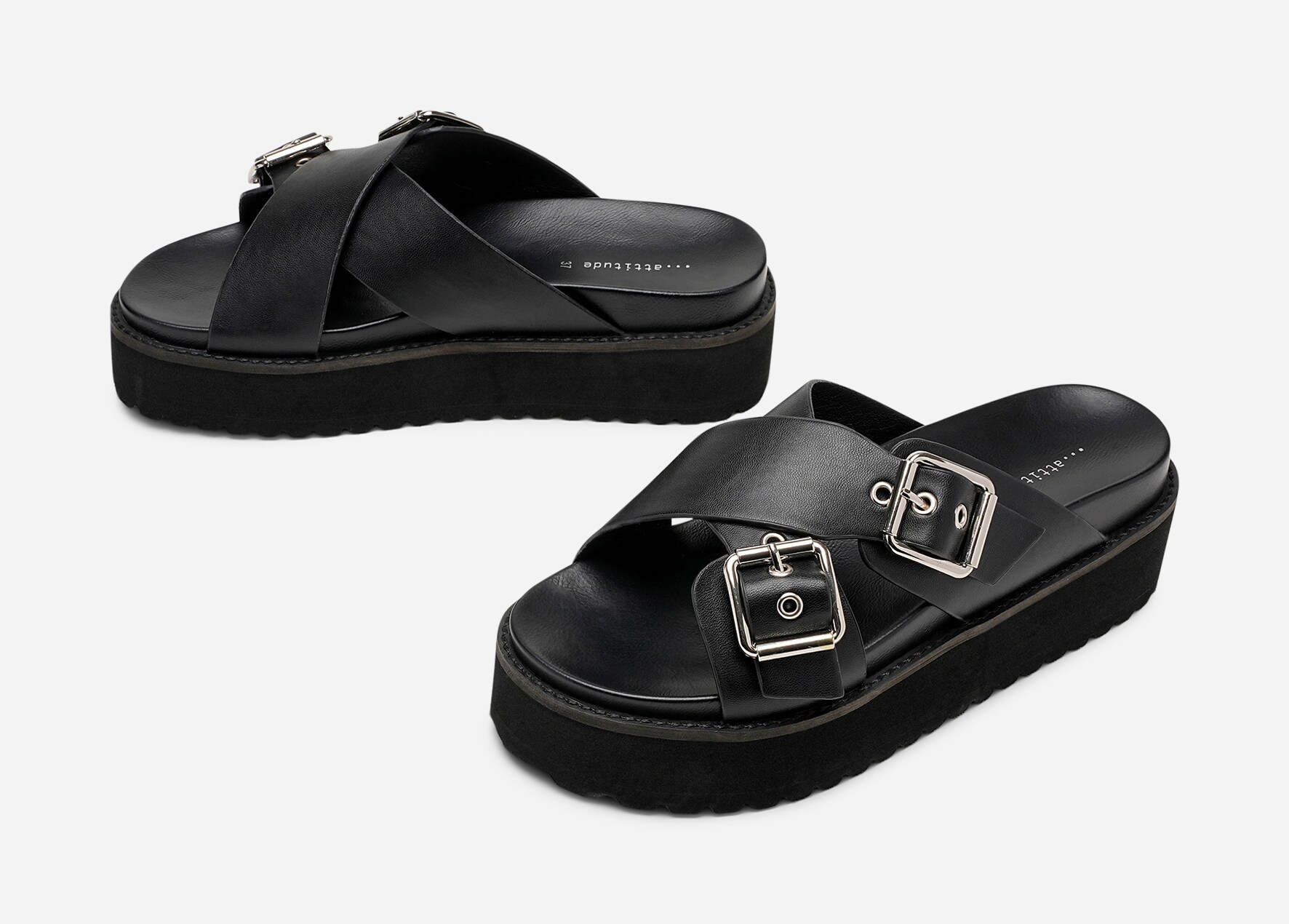 ATTITUDE, Sandal med platåsåle Sort