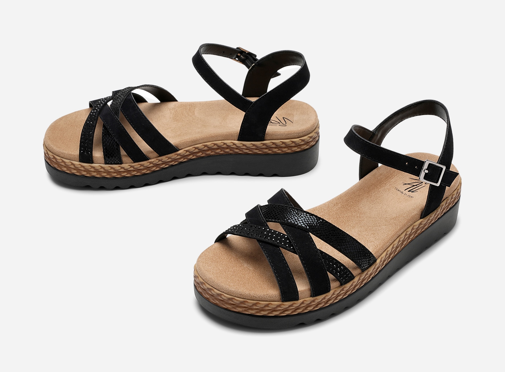 SO ALL, Sandal med reimer Sort