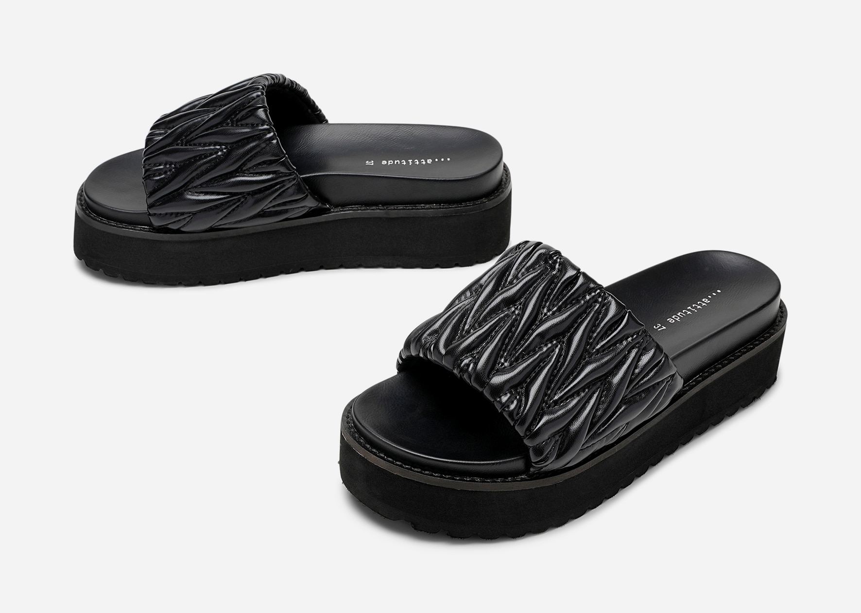 ATTITUDE, Sandal med platåsåle Sort