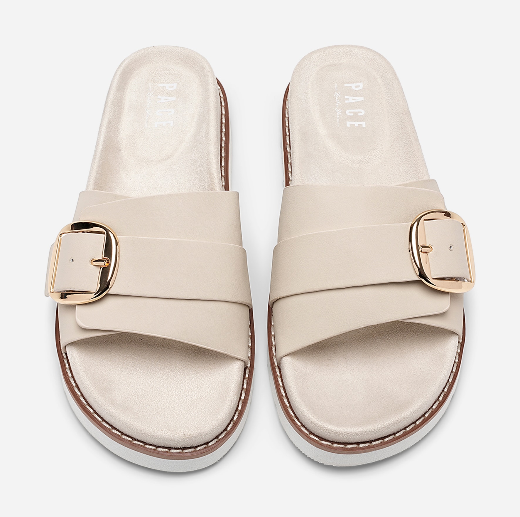 PACE, Sandal med spenne Beige