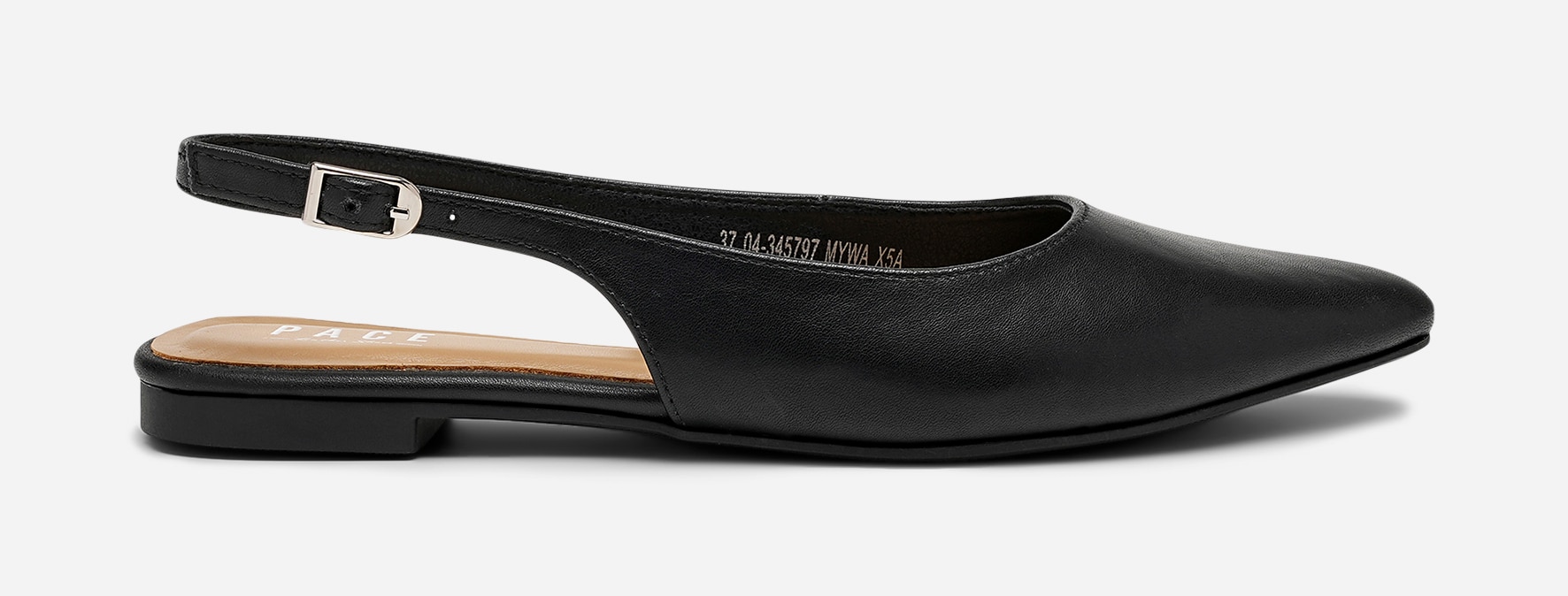 PACE, Ballerinasko med slingback Sort