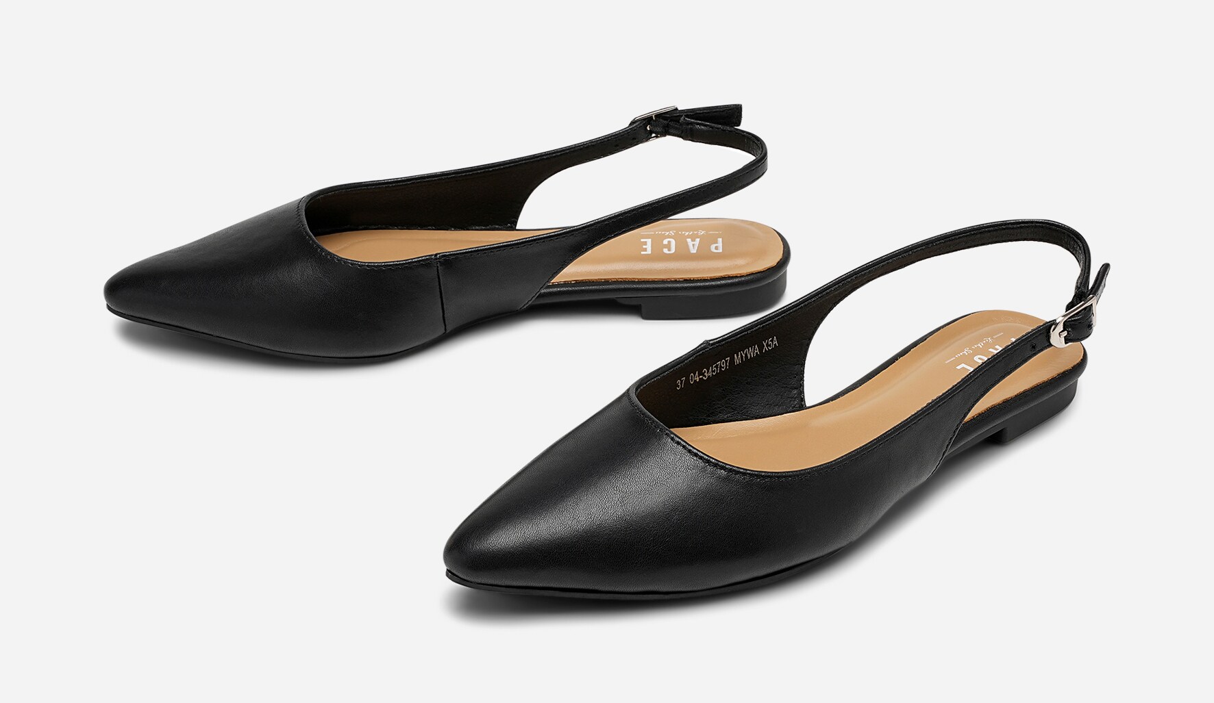 PACE, Ballerinasko med slingback Sort