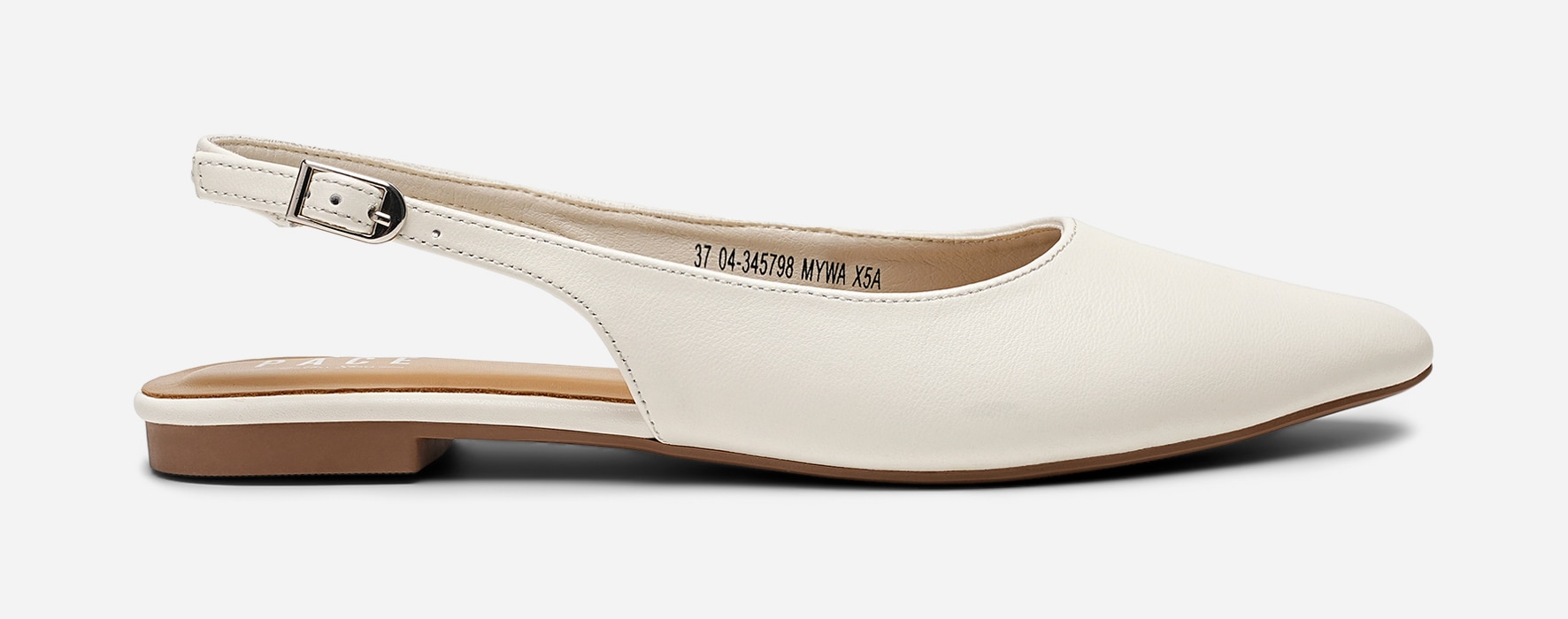 PACE, Ballerinasko med slingback Hvit