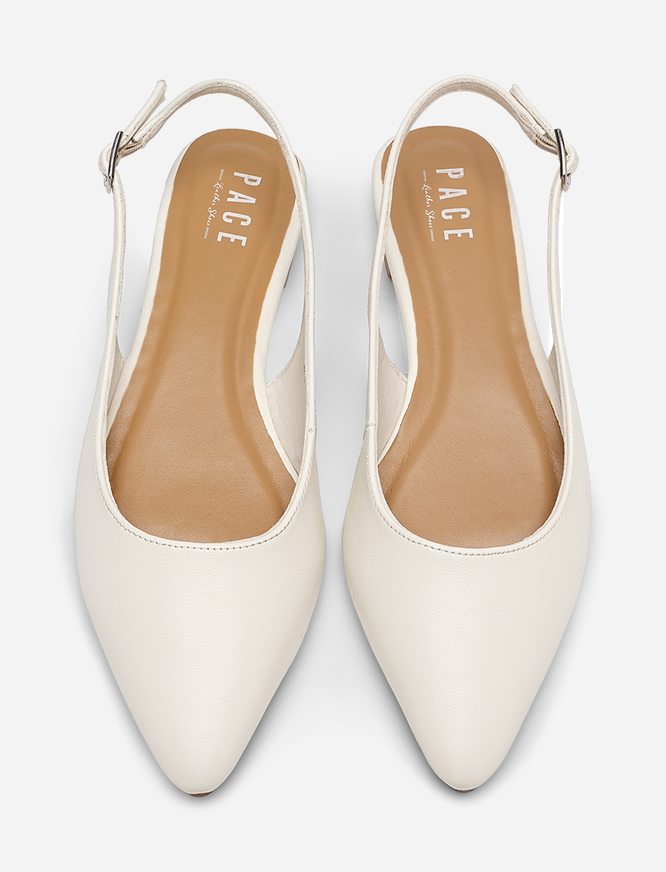 PACE, Ballerinasko med slingback Hvit