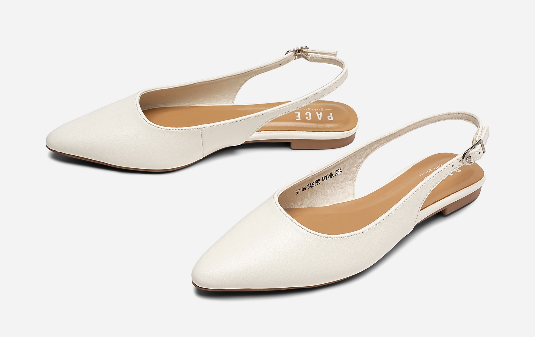 PACE, Ballerinasko med slingback Hvit