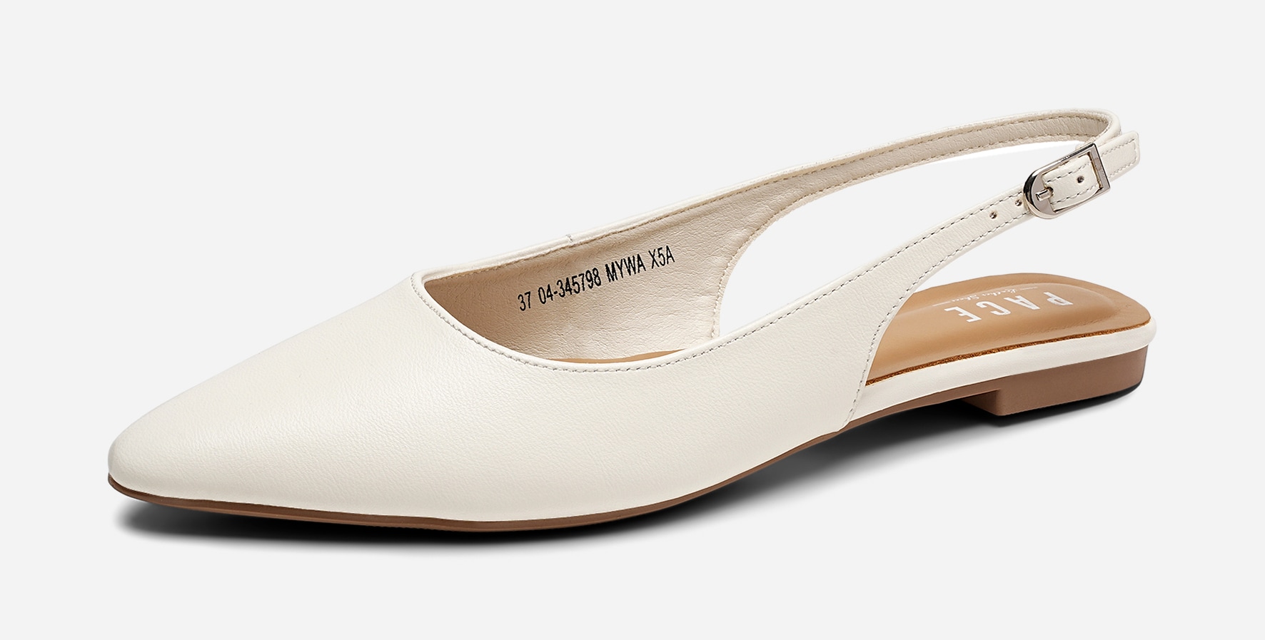 PACE, Ballerinasko med slingback Hvit