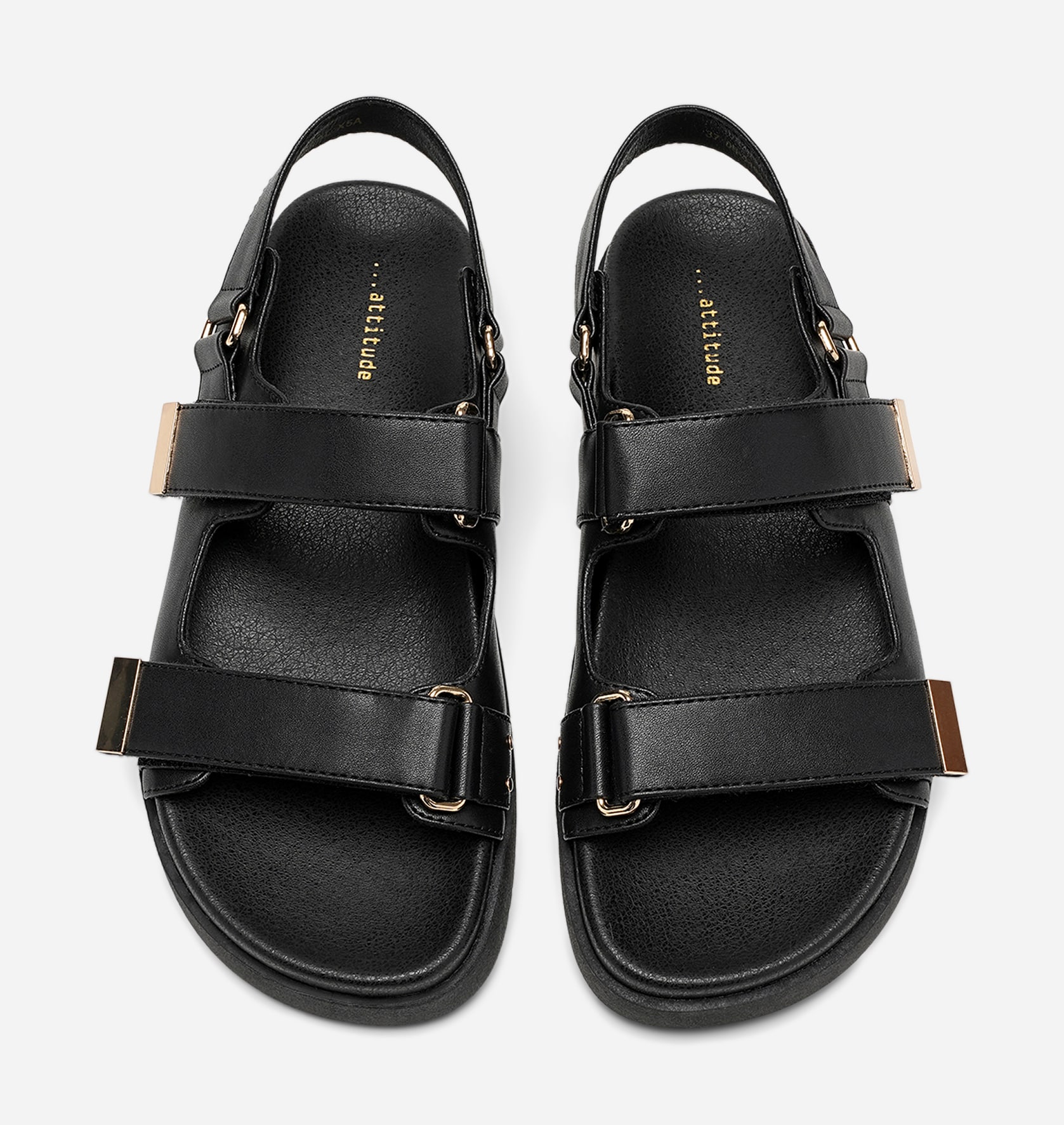 ATTITUDE, Sandal med reimer Sort