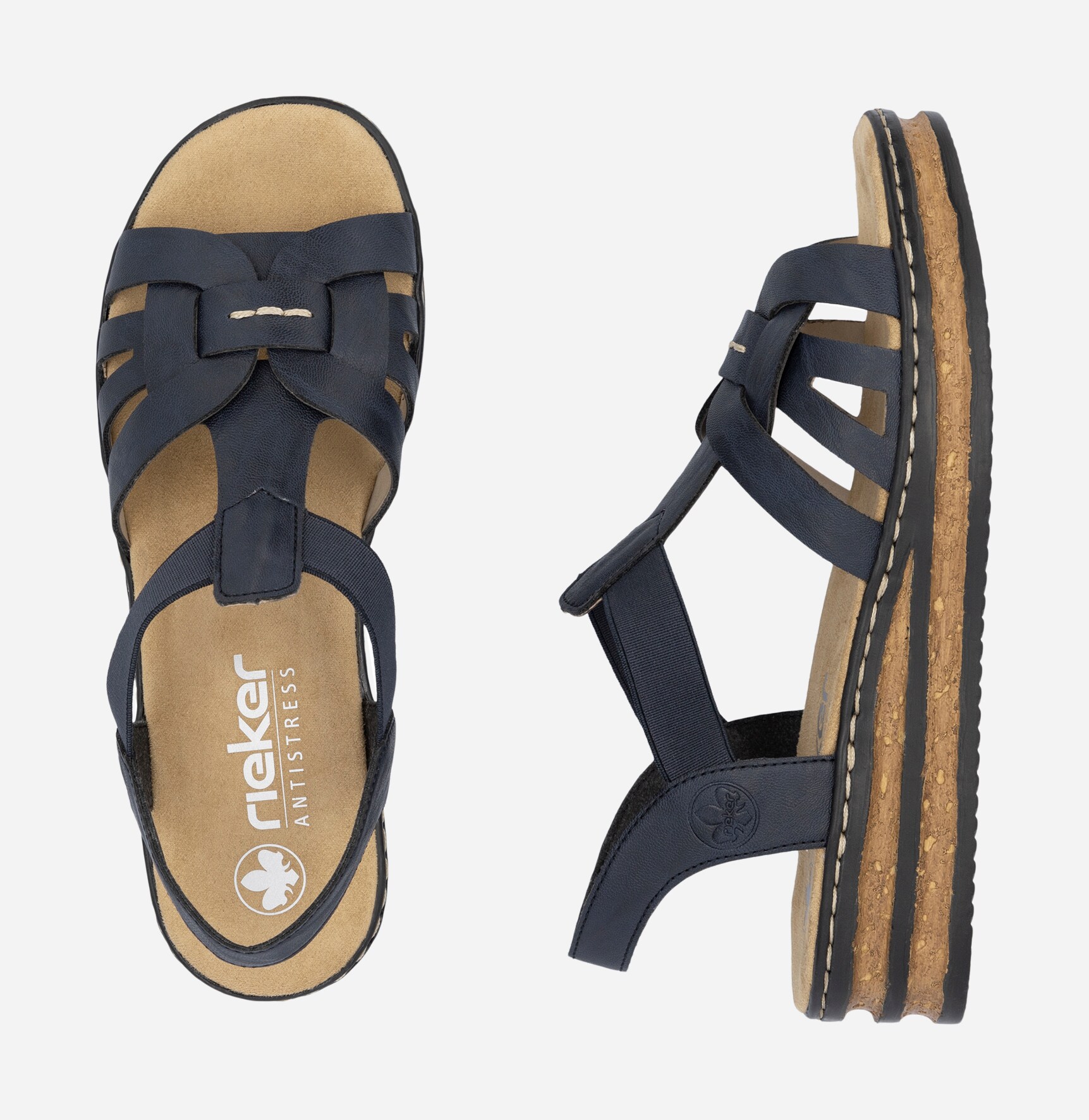 RIEKER, Sandalett med reimer Blå