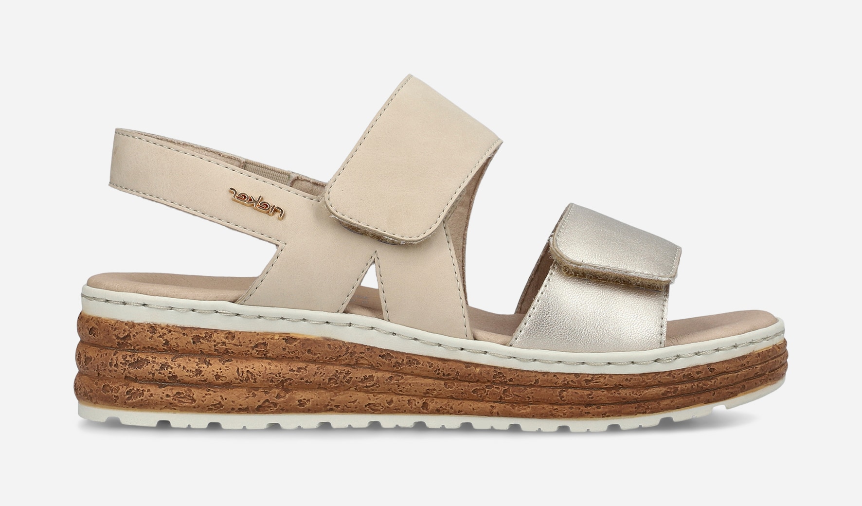 RIEKER, Sandal med reimer Beige