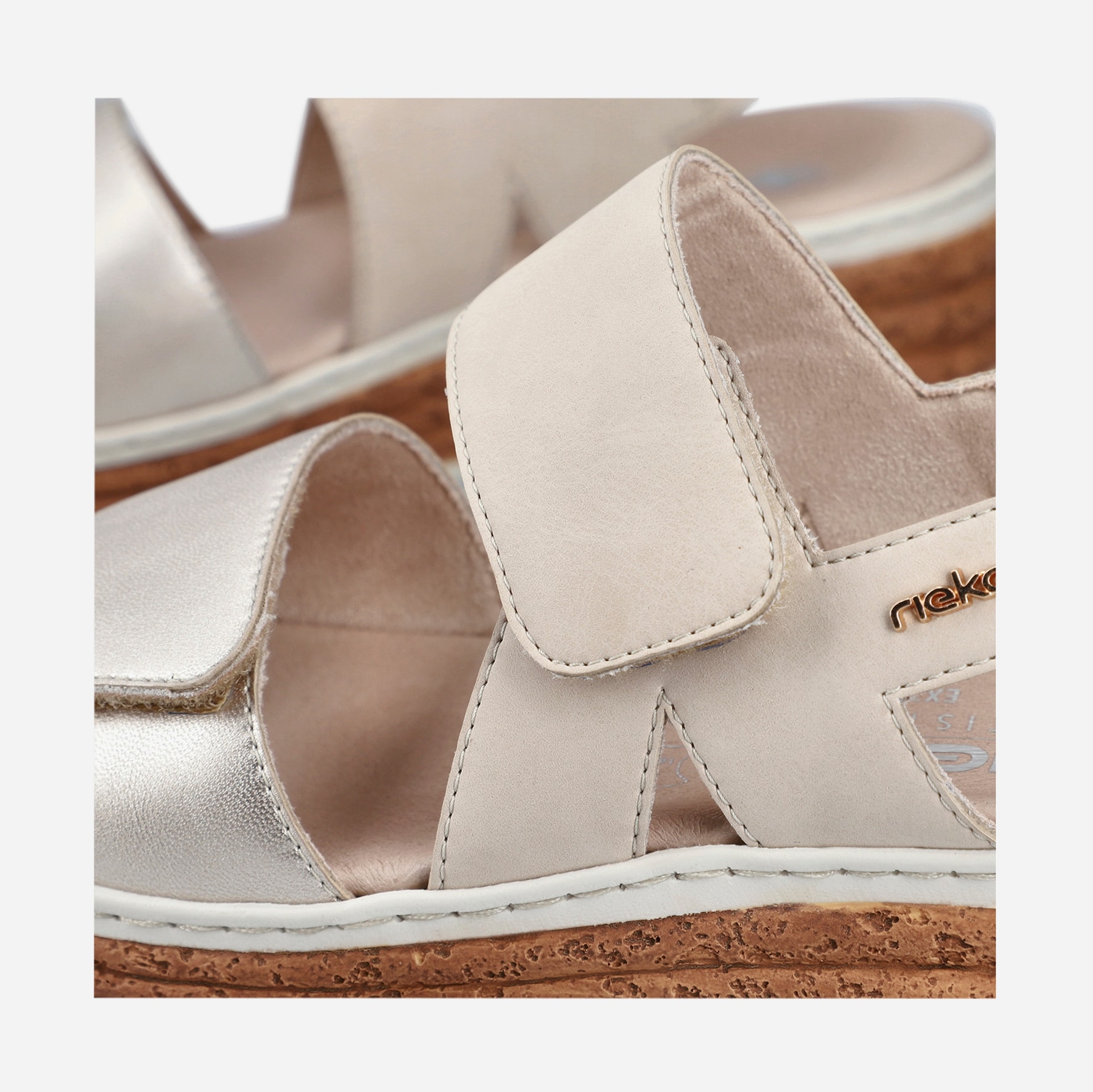 RIEKER, Sandal med reimer Beige