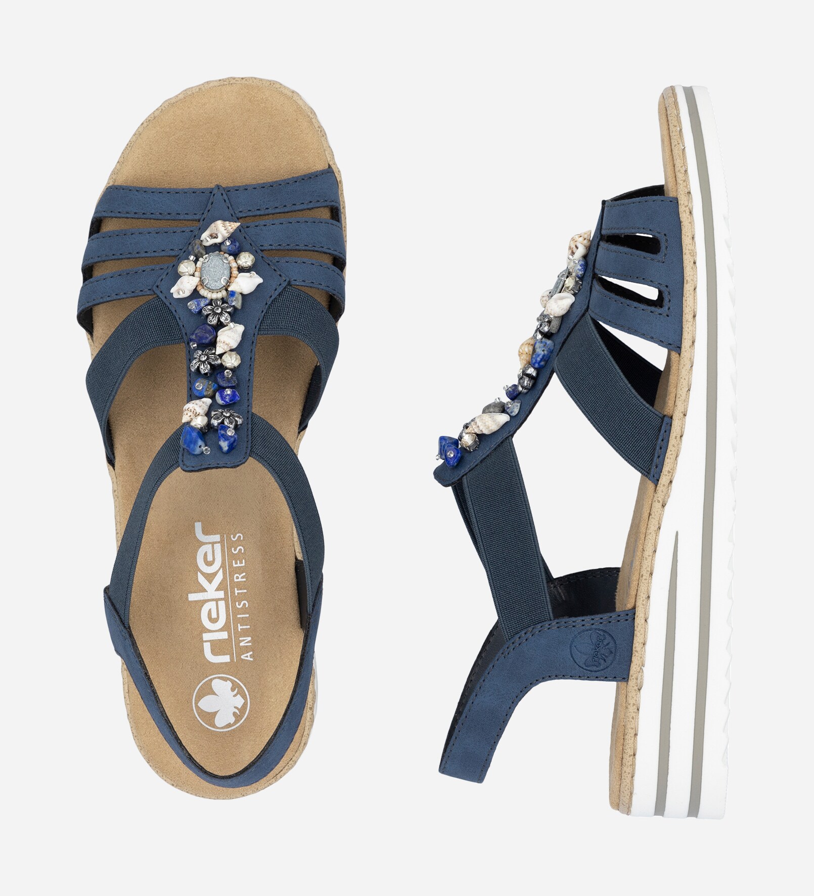RIEKER, Sandal med reimer Blå