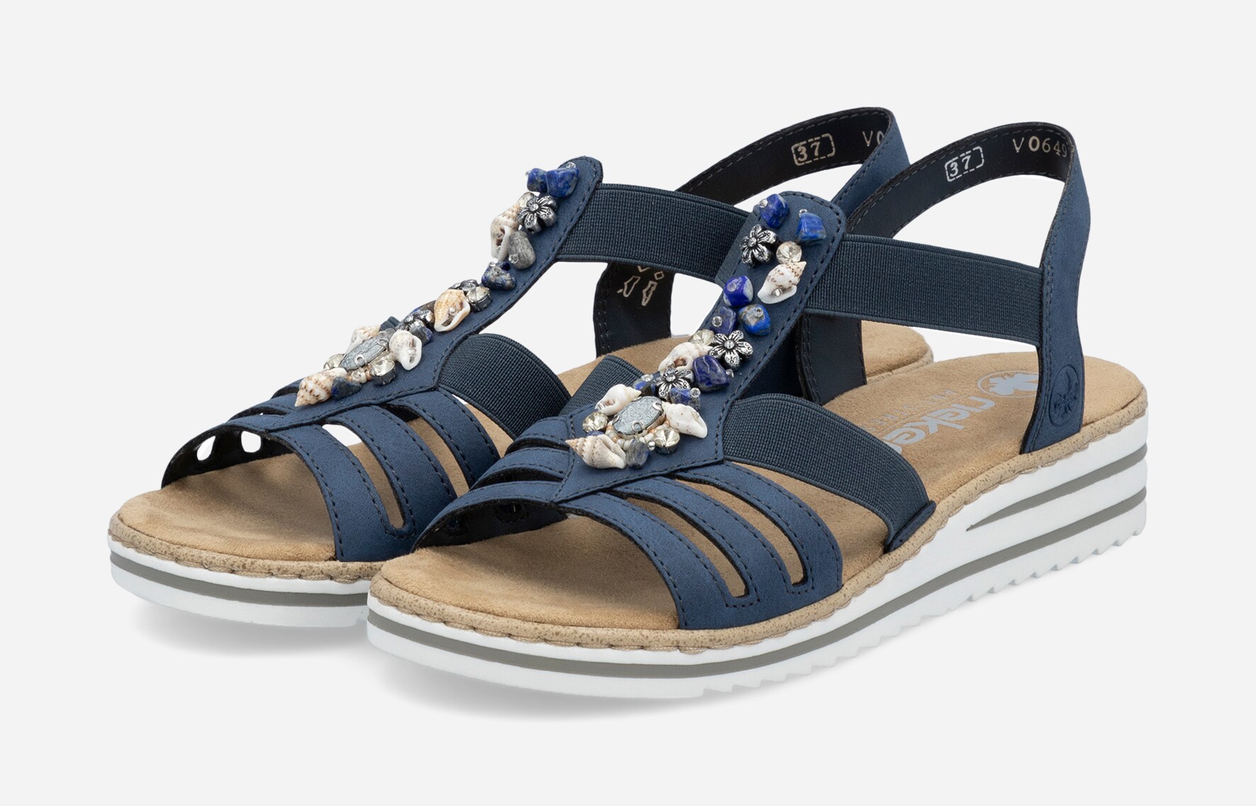 RIEKER, Sandal med reimer Blå