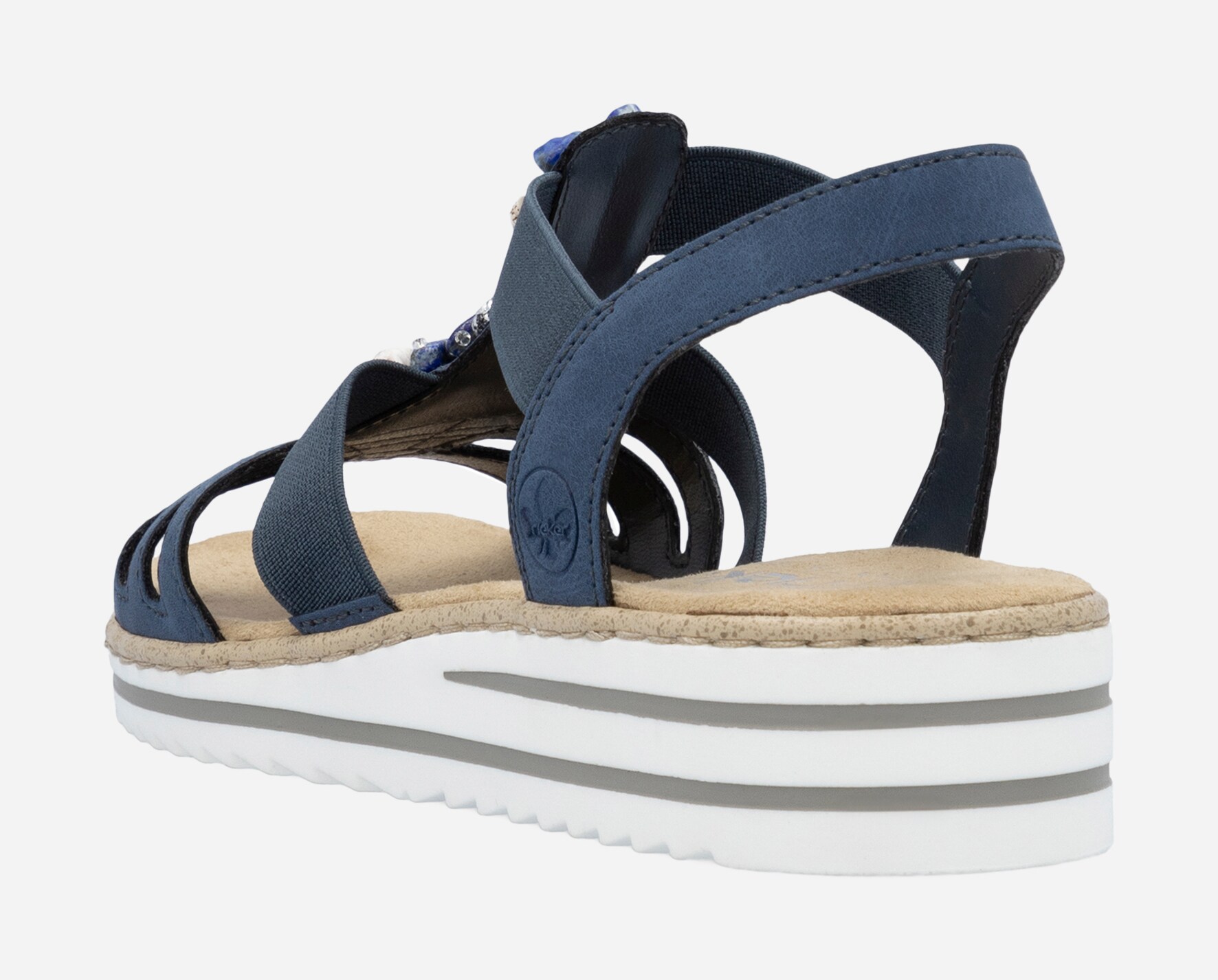 RIEKER, Sandal med reimer Blå