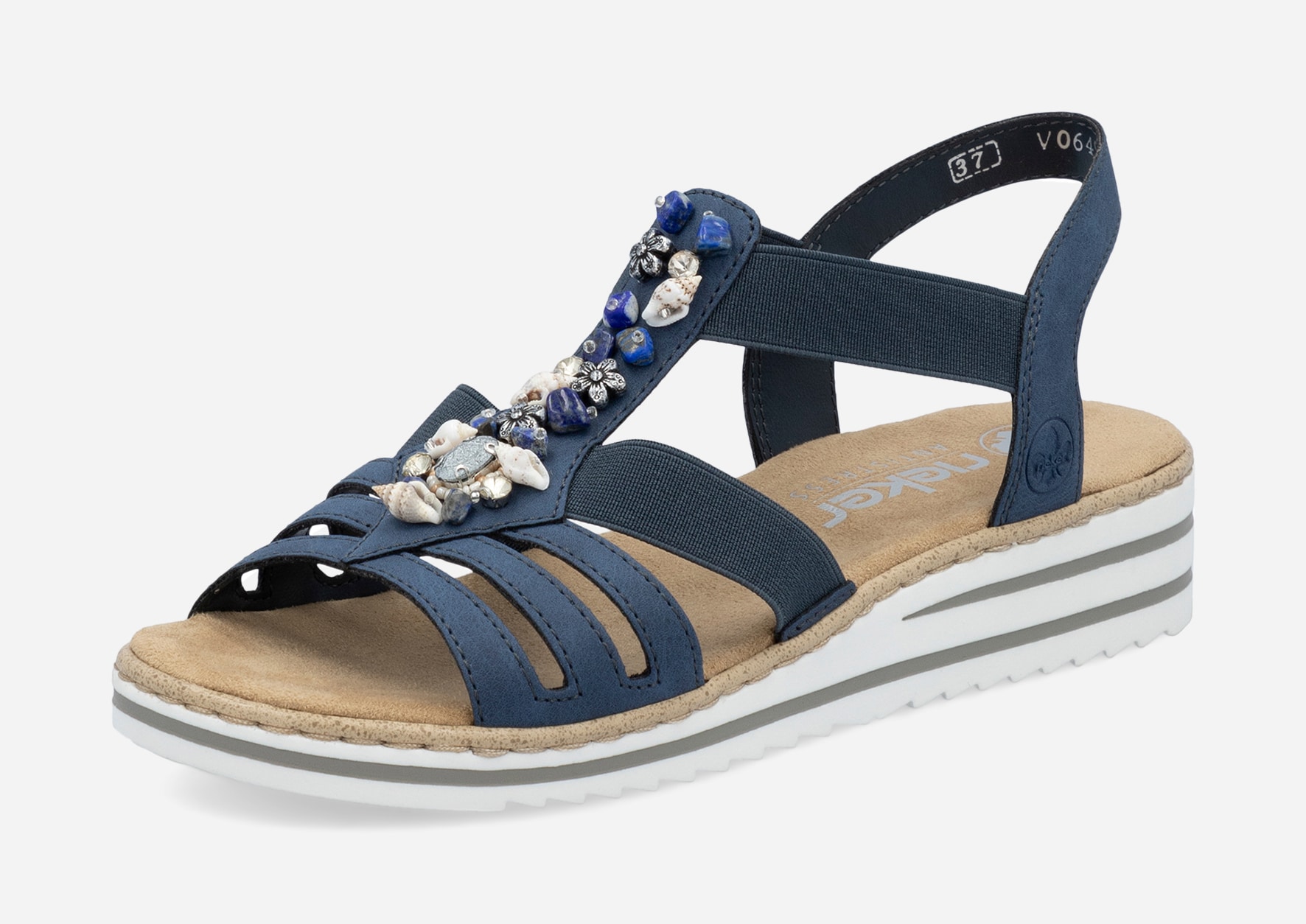 RIEKER, Sandal med reimer Blå