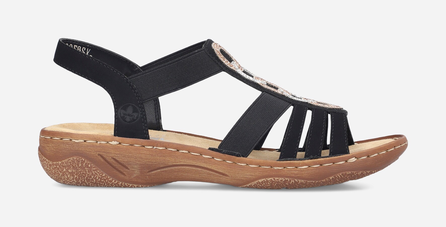 RIEKER, Sandal med reimer Sort