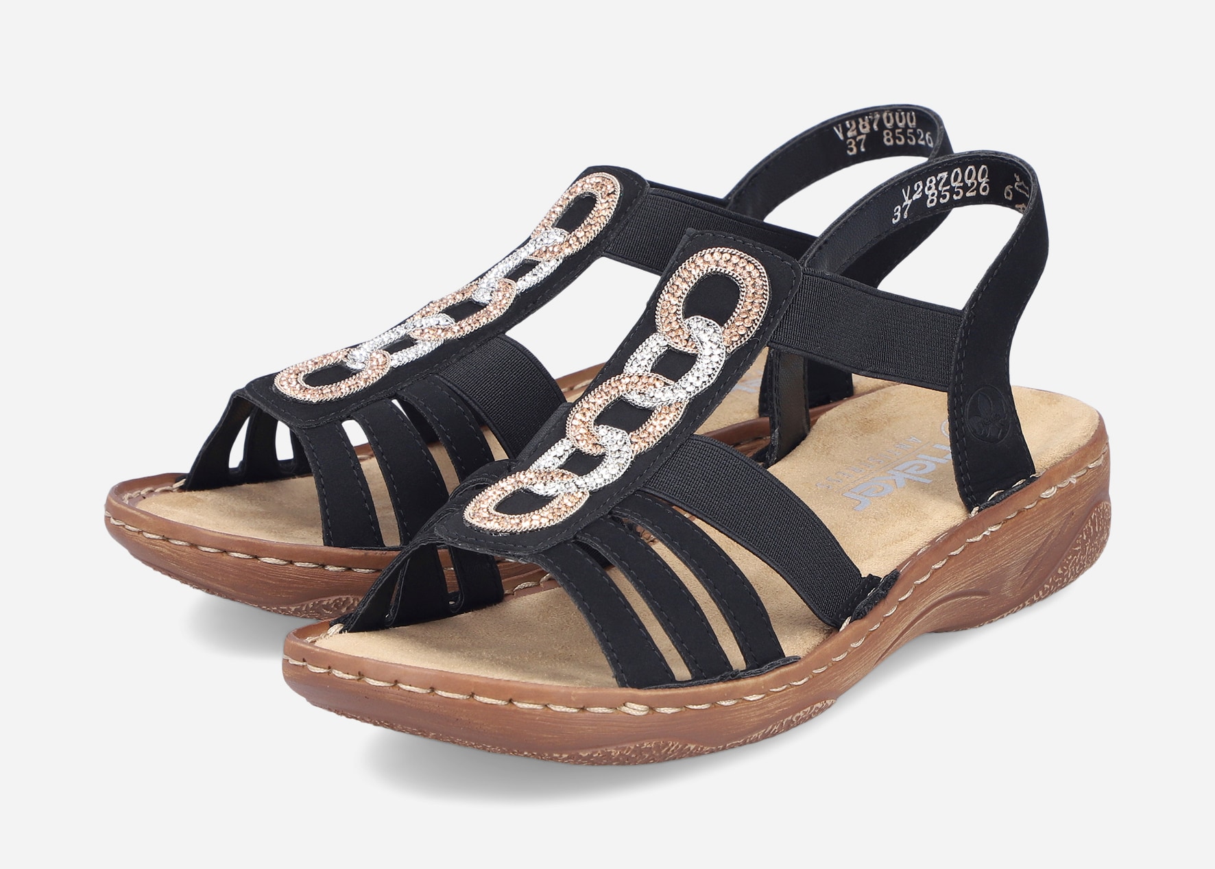 RIEKER, Sandal med reimer Sort