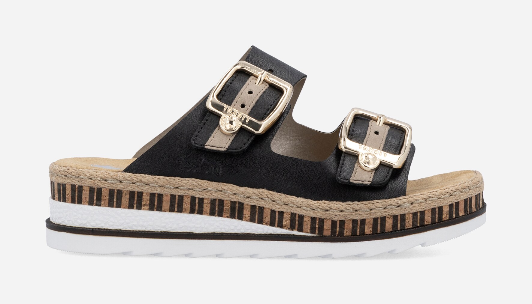 RIEKER, Sandalett med reimer Sort