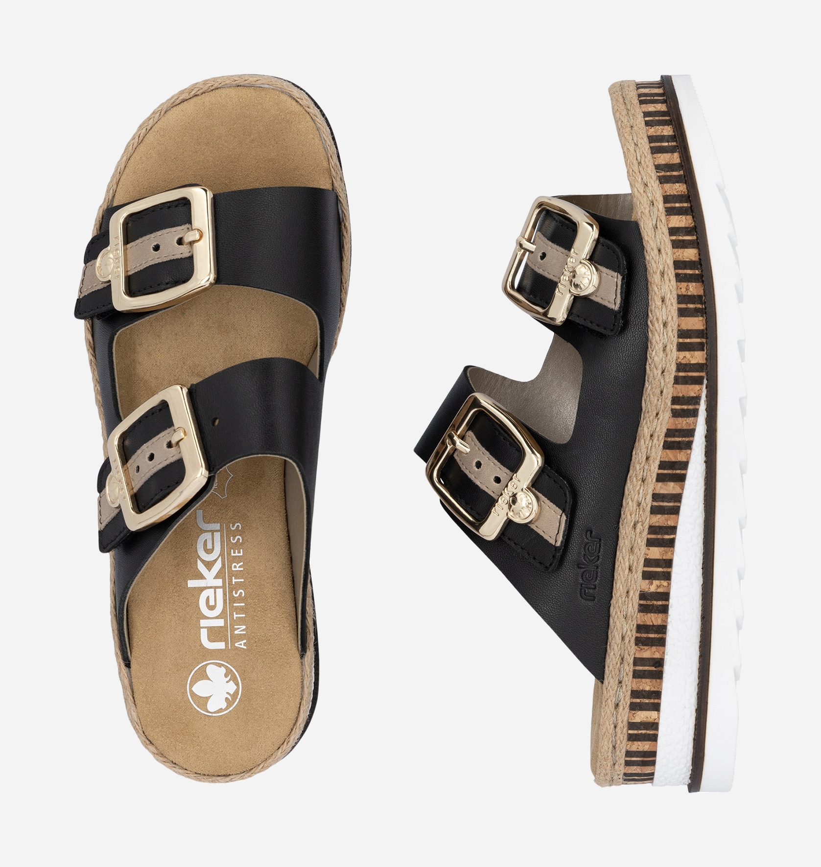 RIEKER, Sandalett med reimer Sort