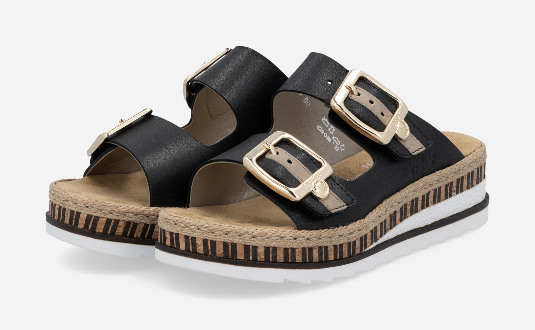 RIEKER, Sandalett med reimer Sort