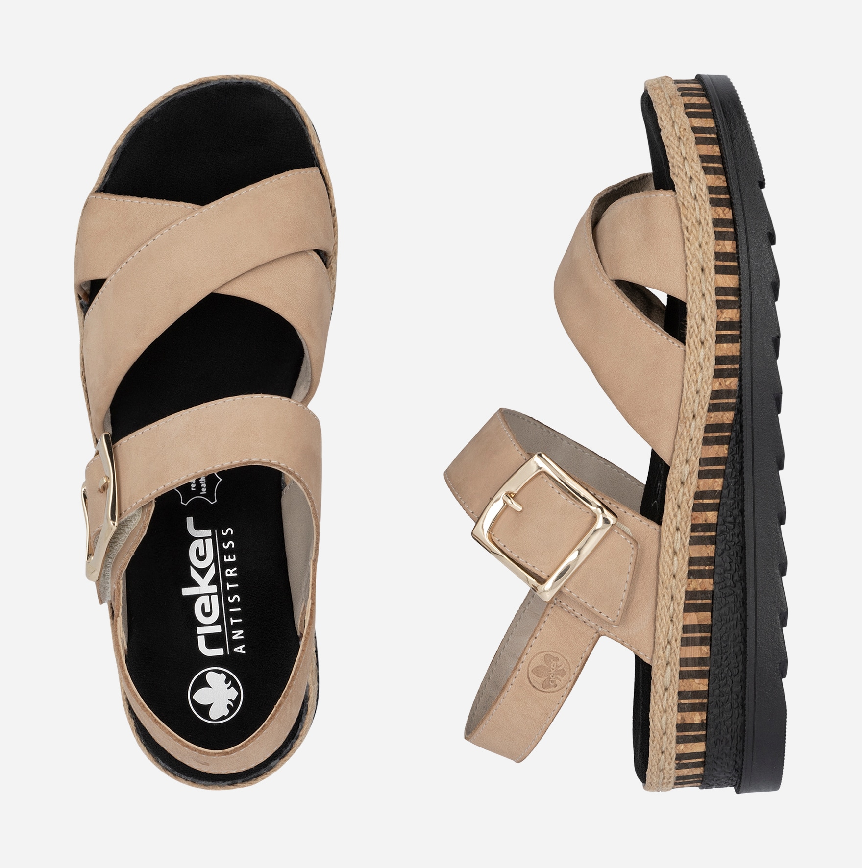 RIEKER, Sandalett med reimer Beige