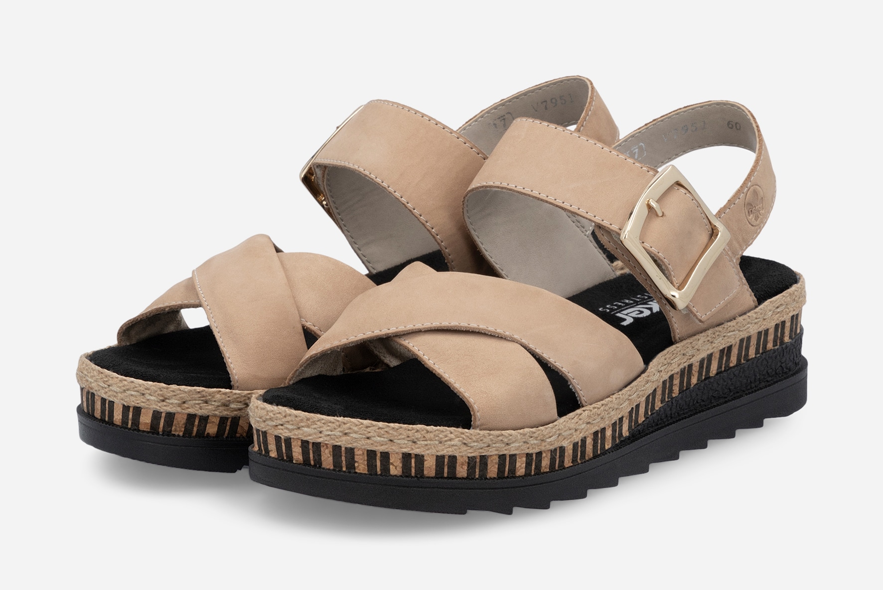 RIEKER, Sandalett med reimer Beige