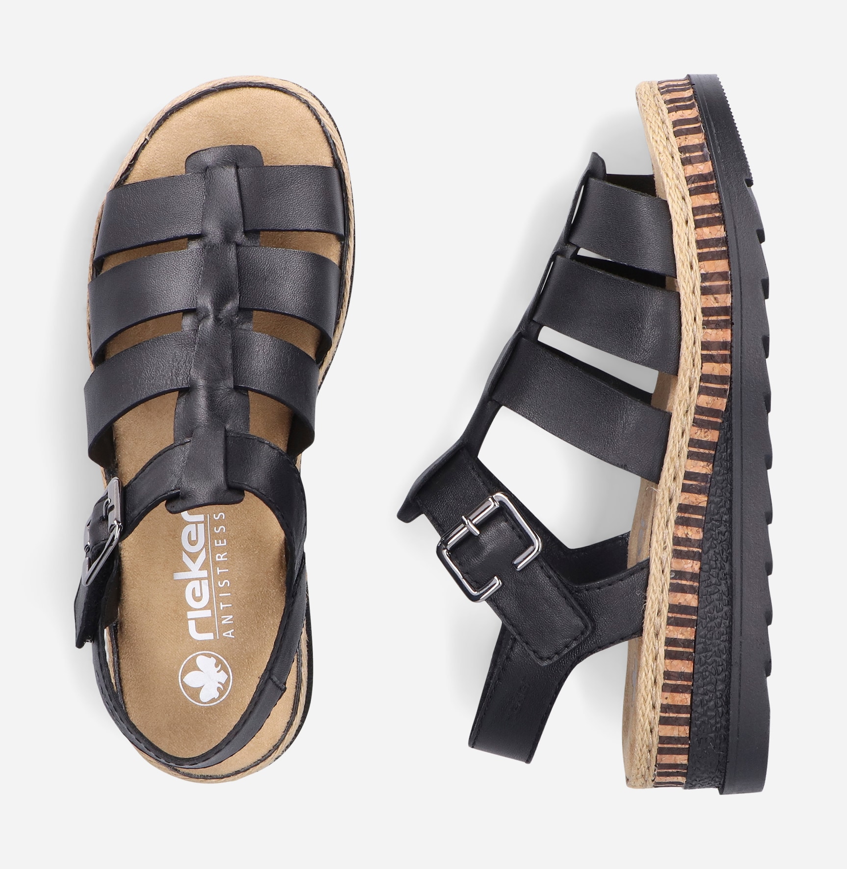 RIEKER, Sandalett med reimer Sort