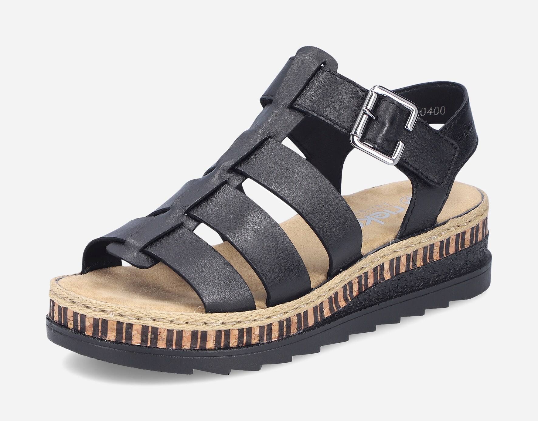 RIEKER, Sandalett med reimer Sort