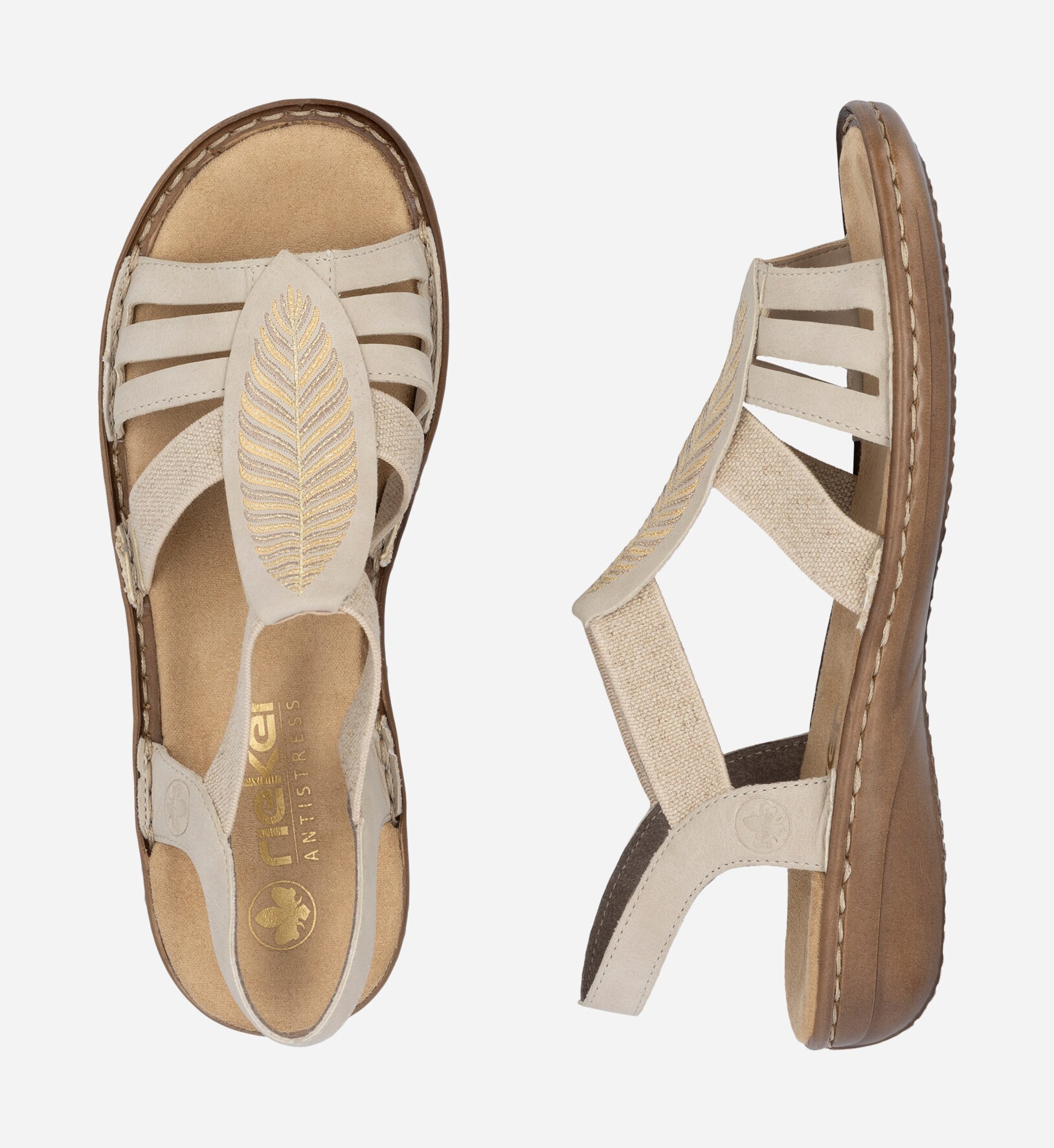 RIEKER, Sandal med reimer Beige