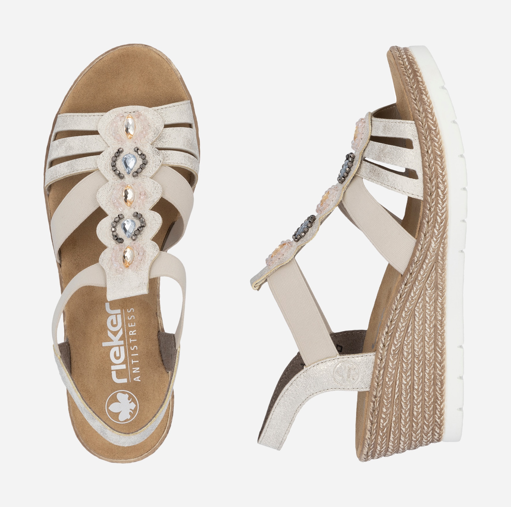 RIEKER, Sandal med reimer Beige