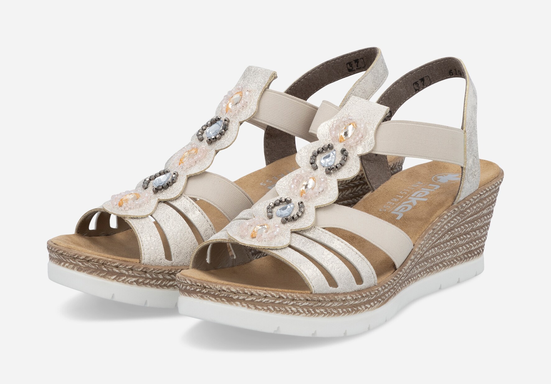 RIEKER, Sandal med reimer Beige