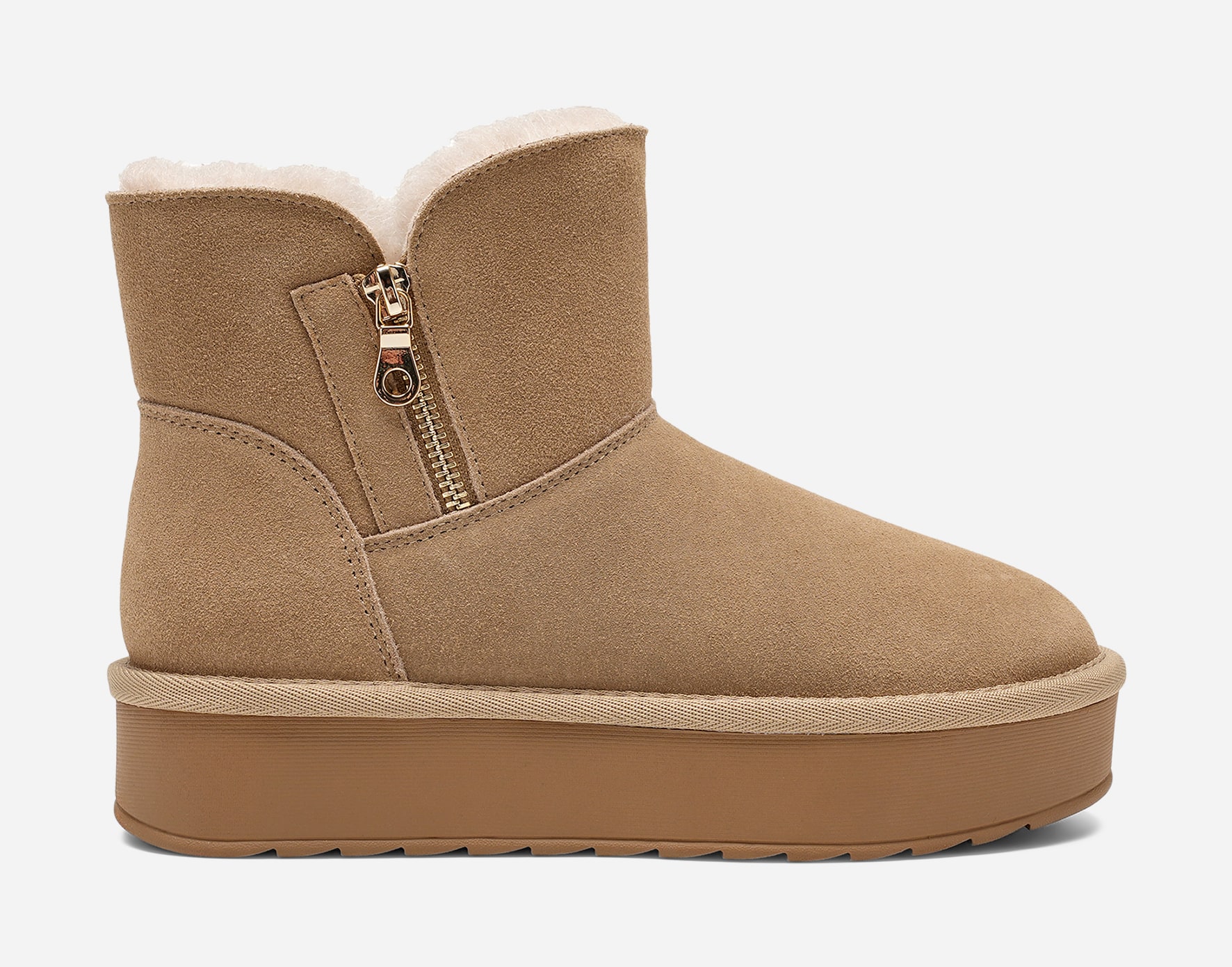 PACE, Varmforet boots med glidelås Beige