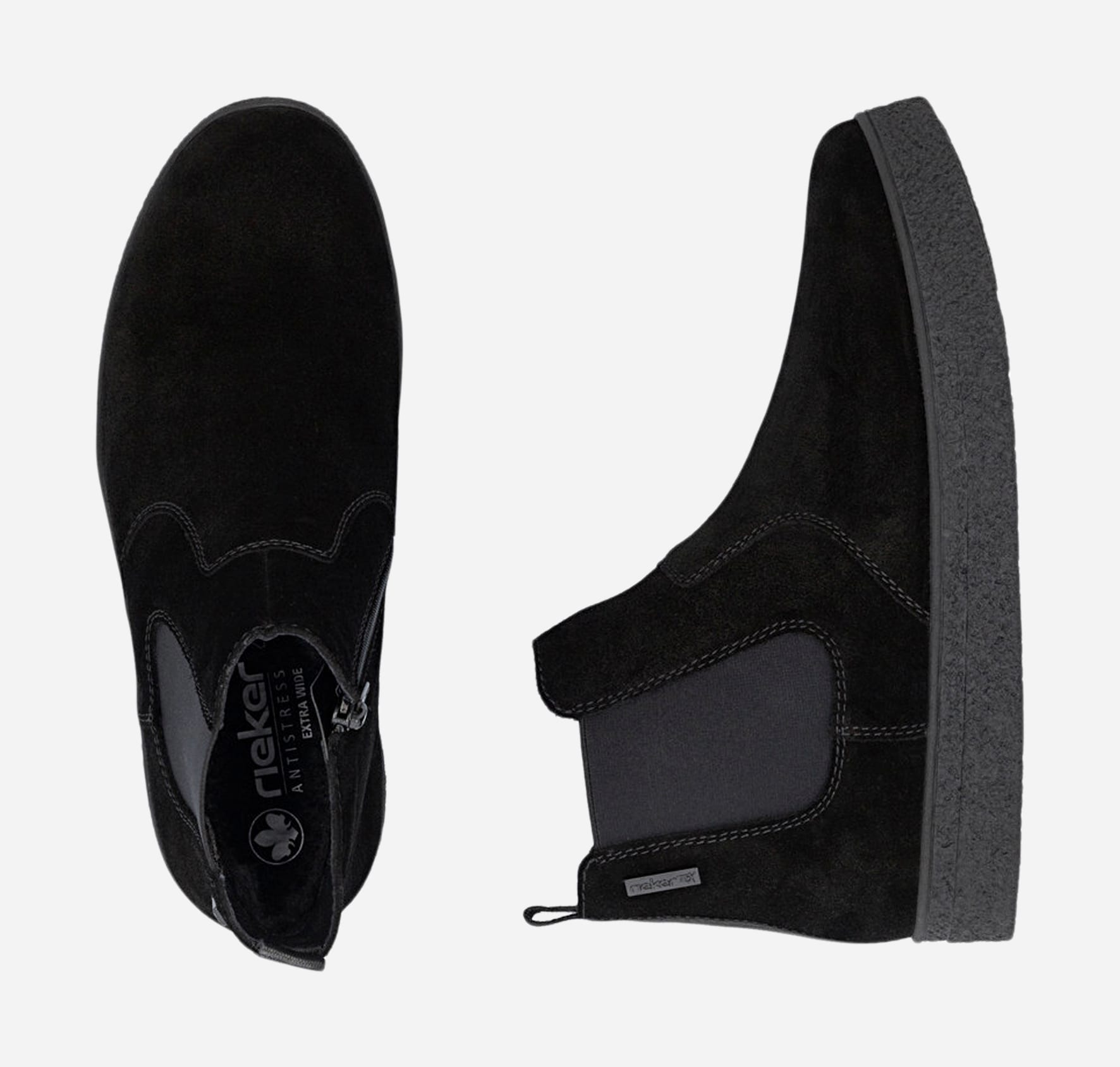 RIEKER, Varmforet boots med glidelås Sort