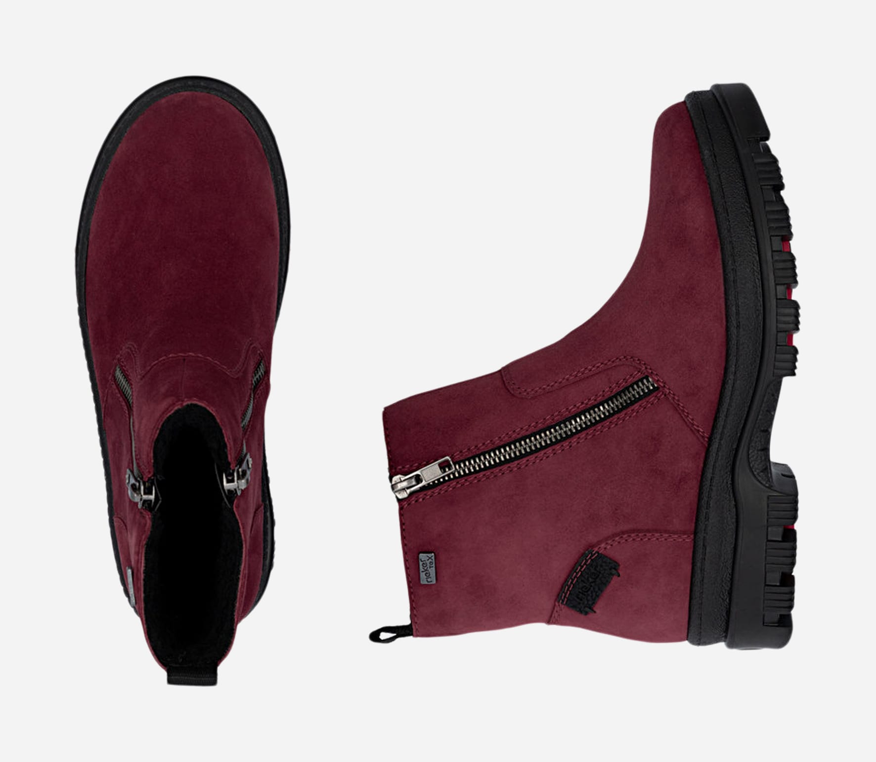 RIEKER, Boots med glidelås Rød