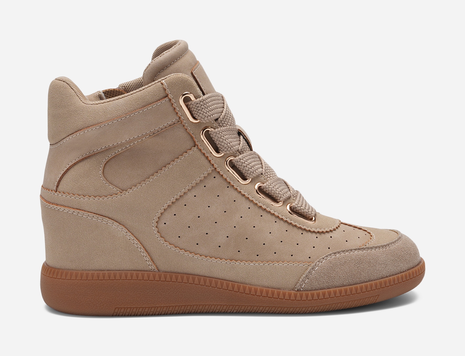 DINSKO, Høye sneakers med innebygd kilehæl Beige