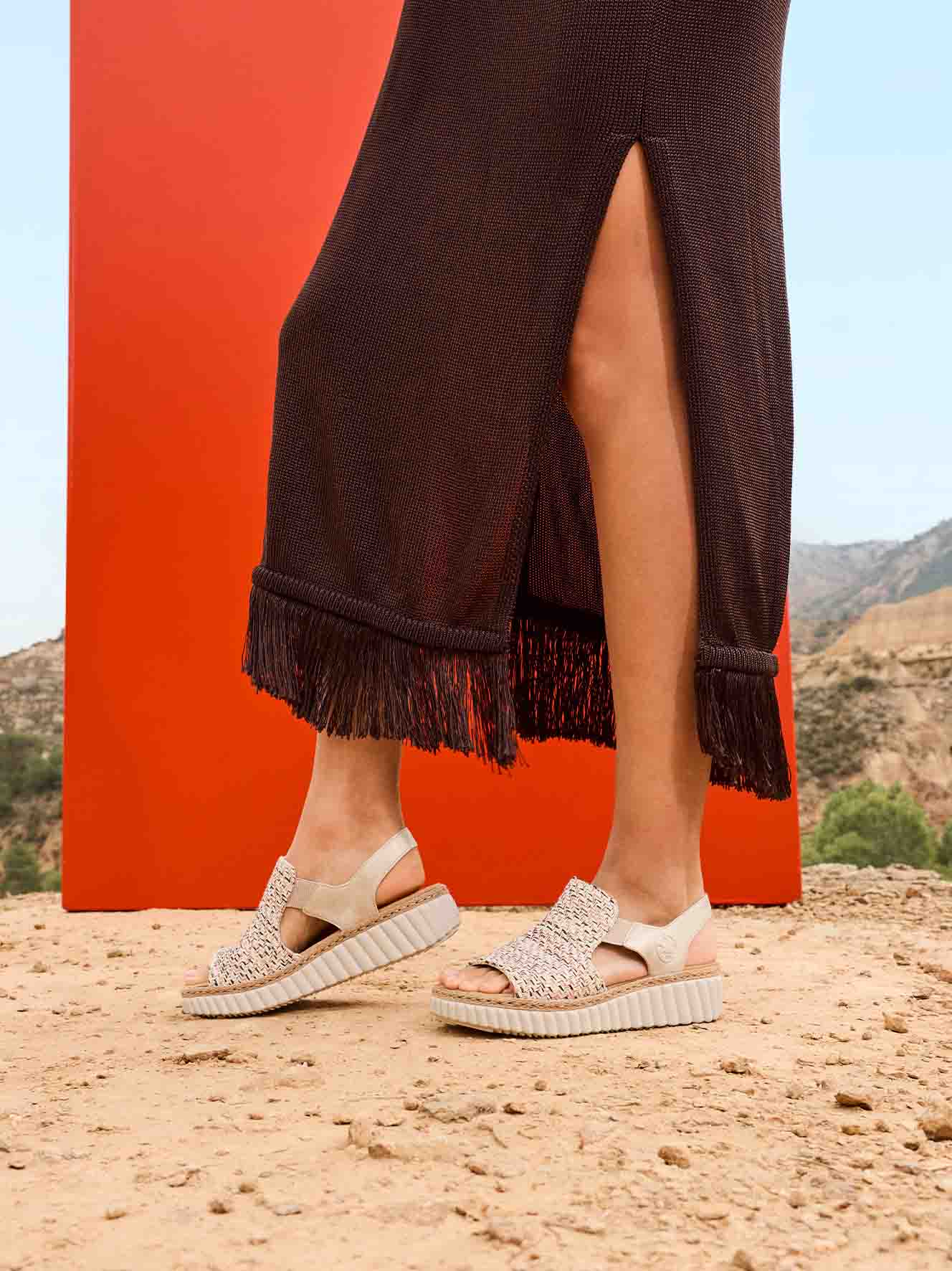 RIEKER, Sandal med reimer Beige