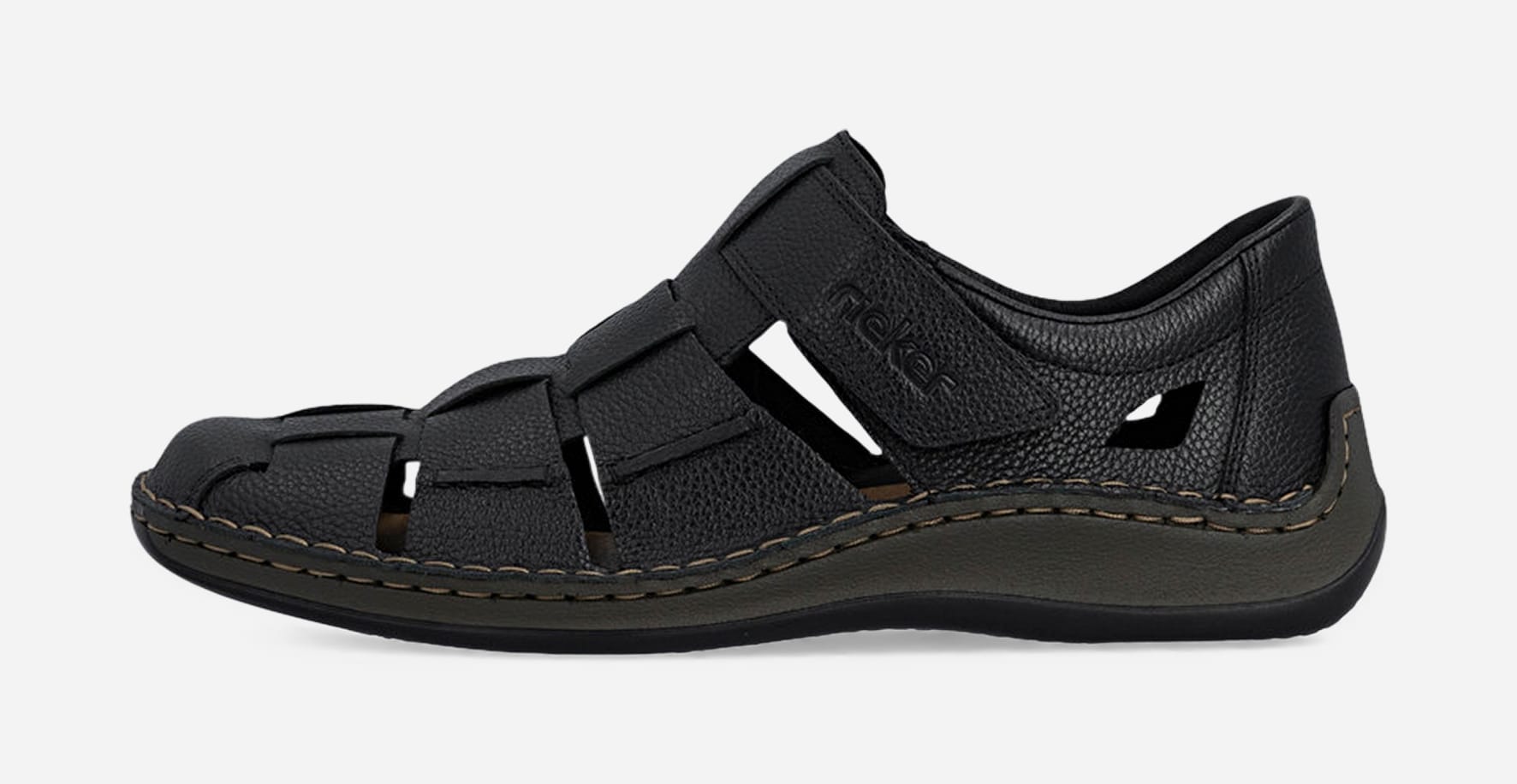 RIEKER, Sandal med overdekket tå Sort