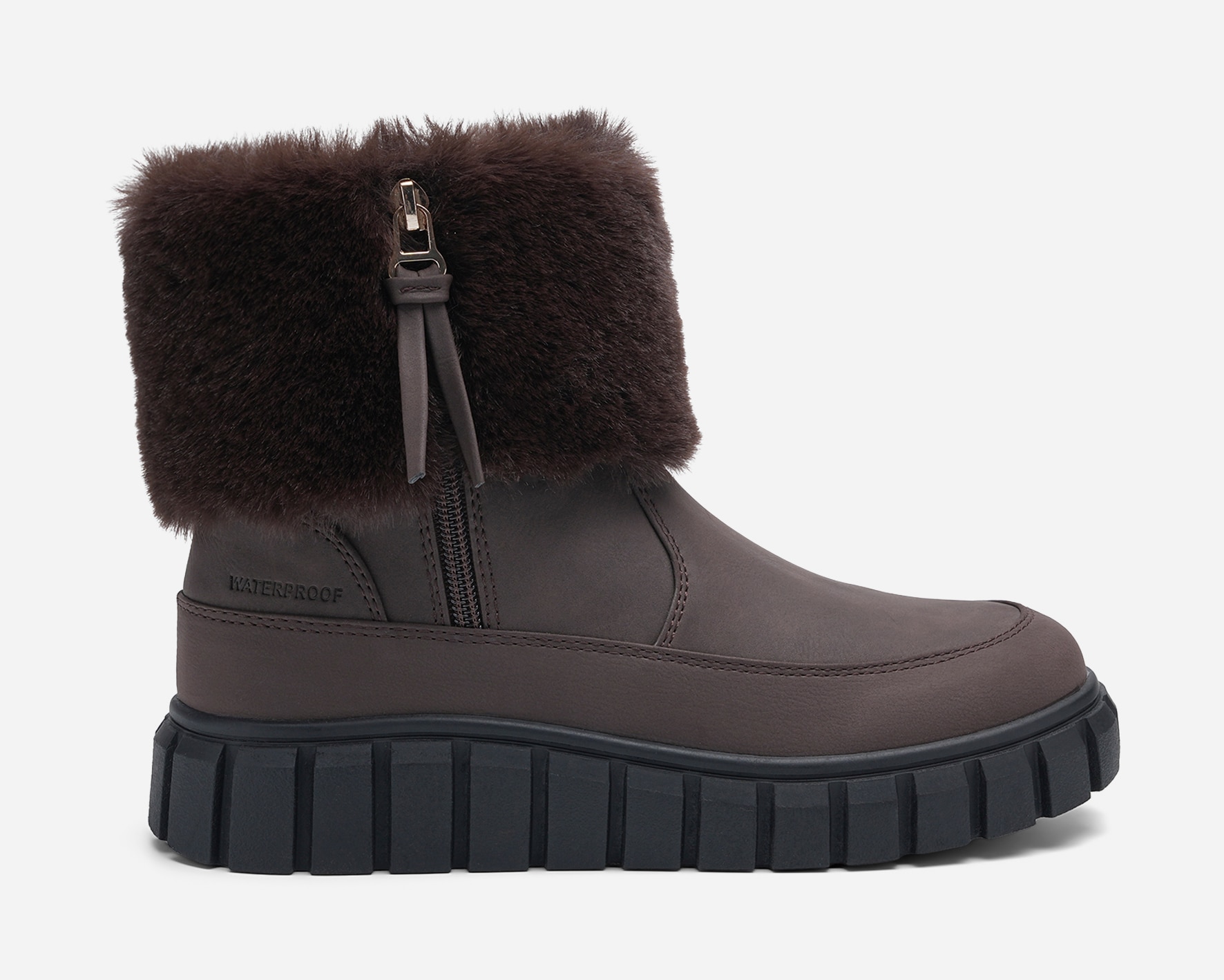 LINEAR, Varmforet boots med glidelås Brun