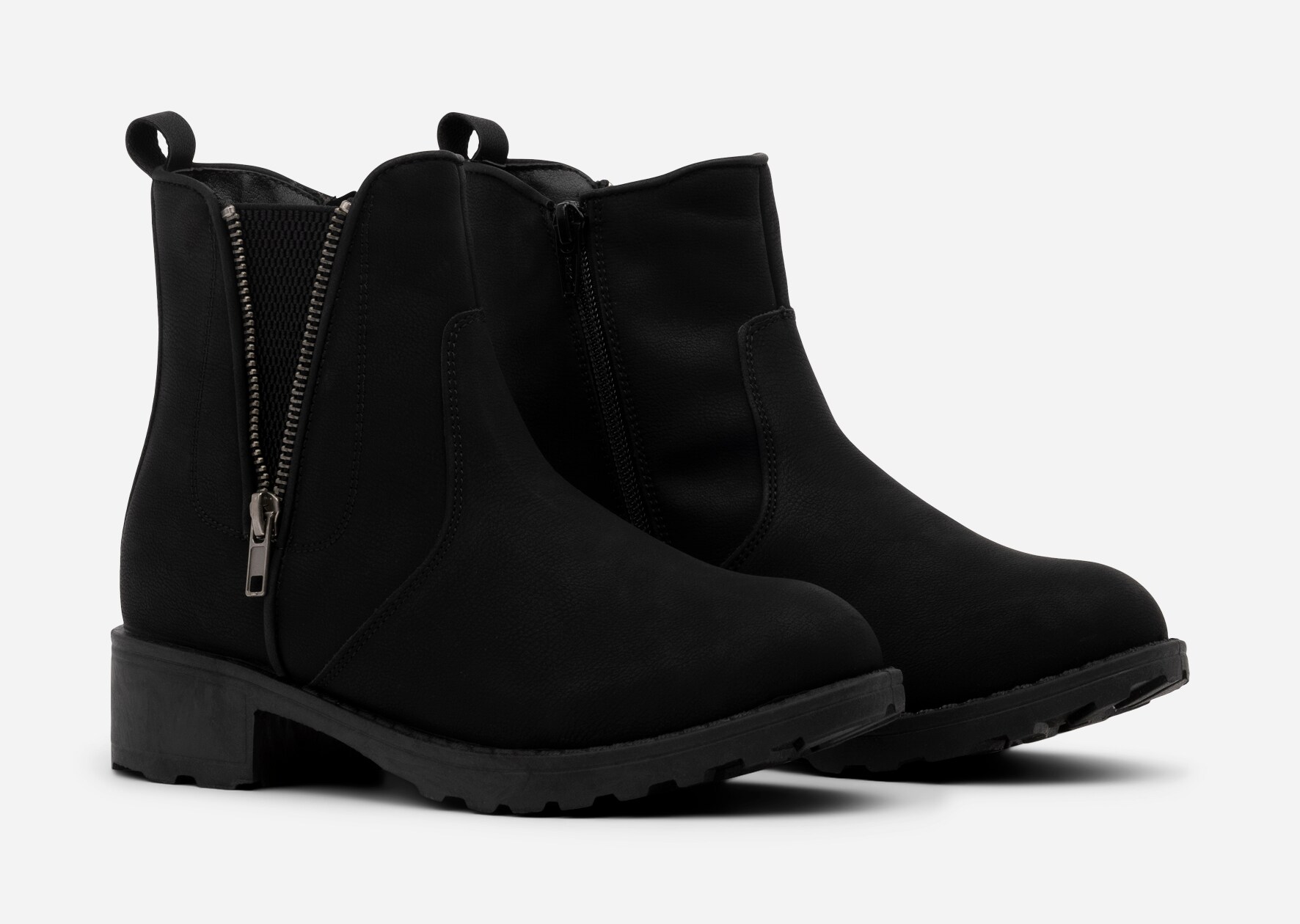 ZOEY, Varmforet boots med glidelås Sort