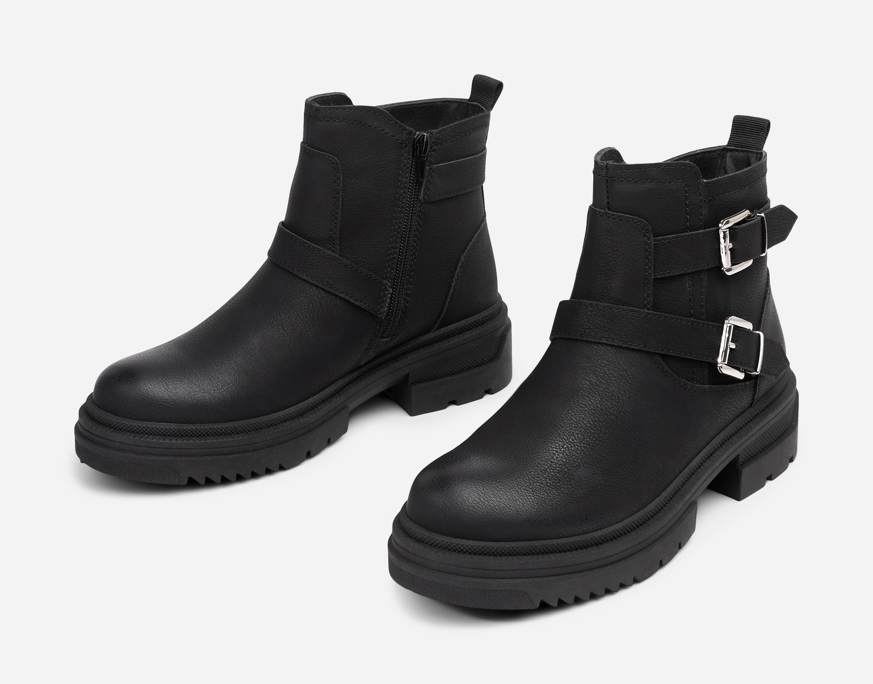CLOU, Varmforet boots med spenne Sort