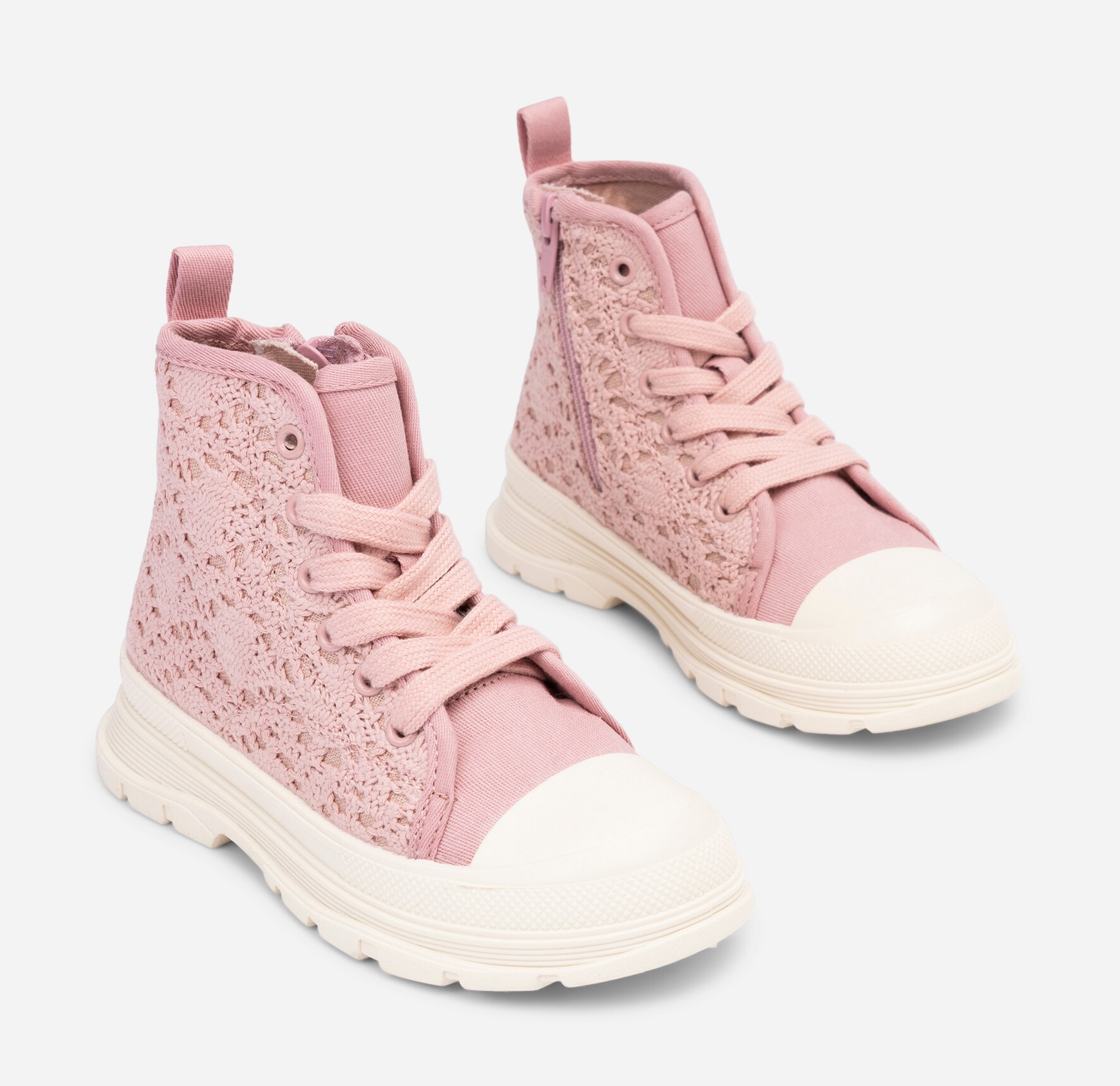 LEJON, Tøy-snøreboots Rosa