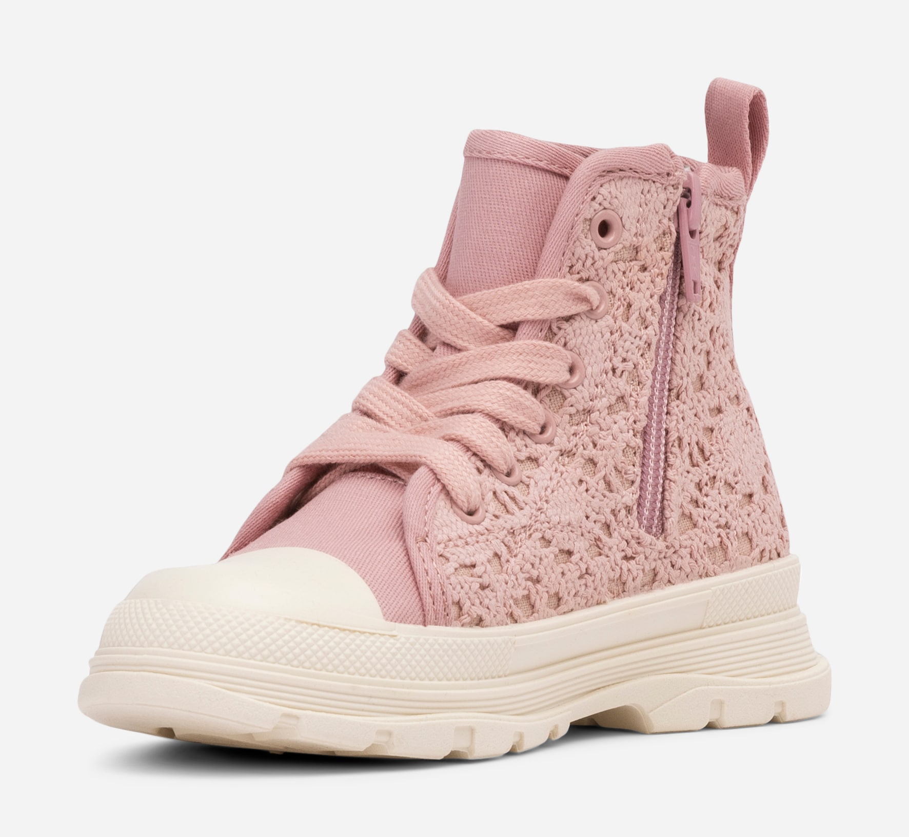 LEJON, Tøy-snøreboots Rosa