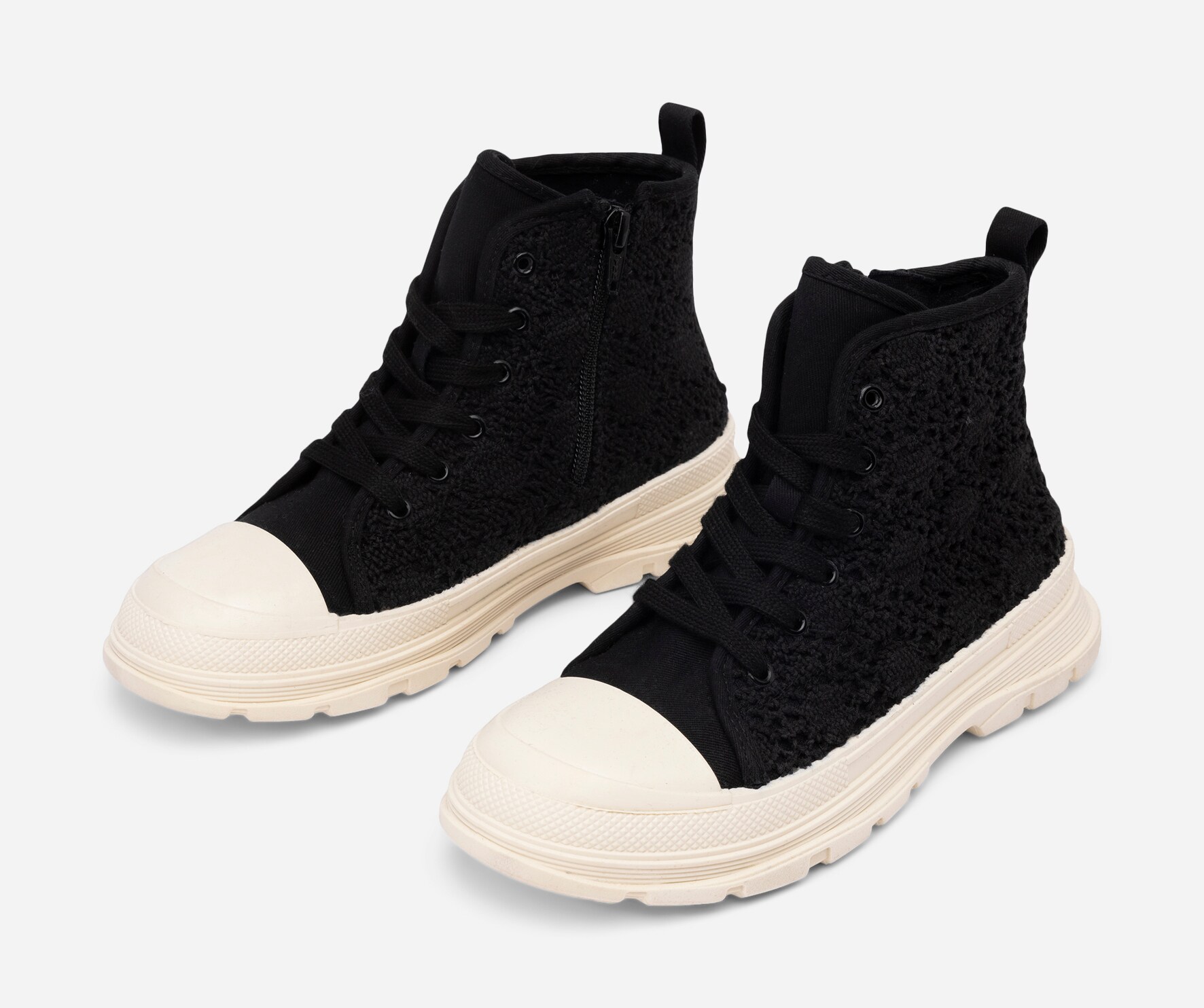 LEJON, Tøy-snøreboots Sort