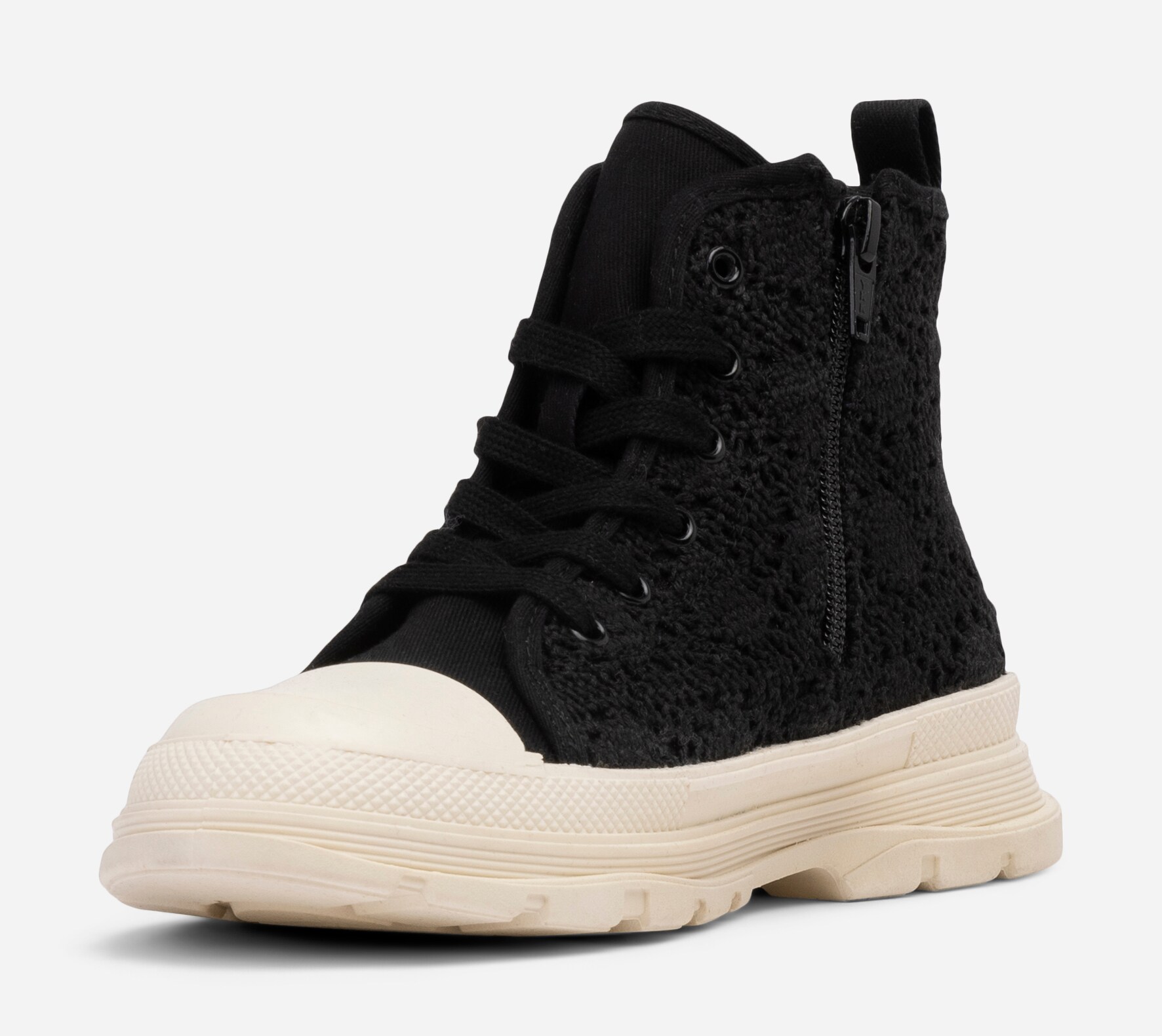 LEJON, Tøy-snøreboots Sort