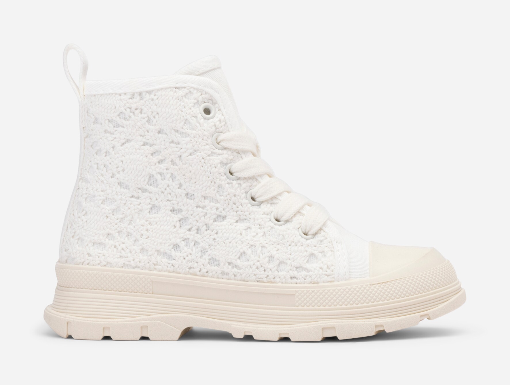 LEJON, Tøy-snøreboots Hvit